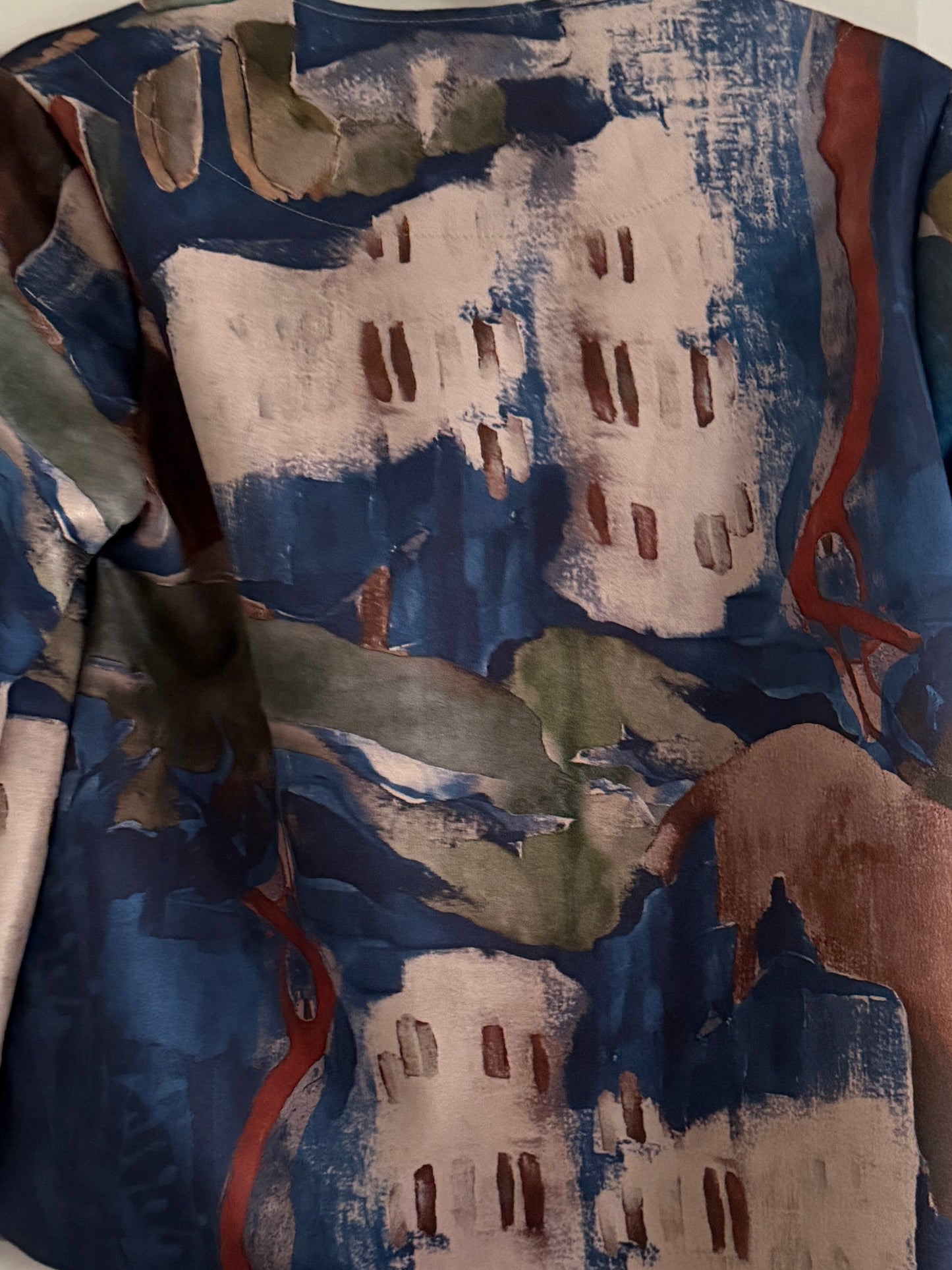 Watercolour Suede Soft Crop Jacket-Blue