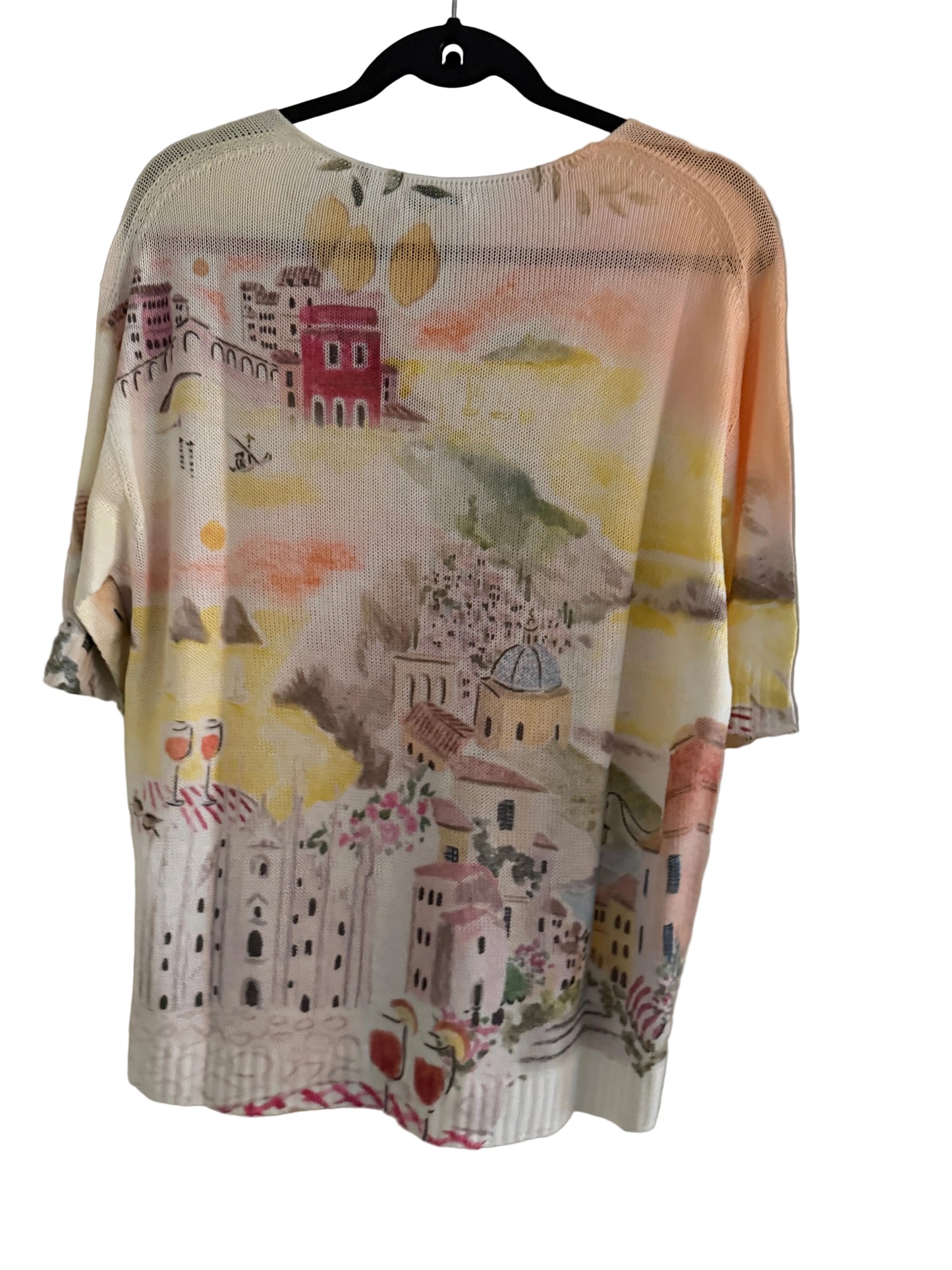 Watercolor Italian Knitted Short Sleeve Top-Peach