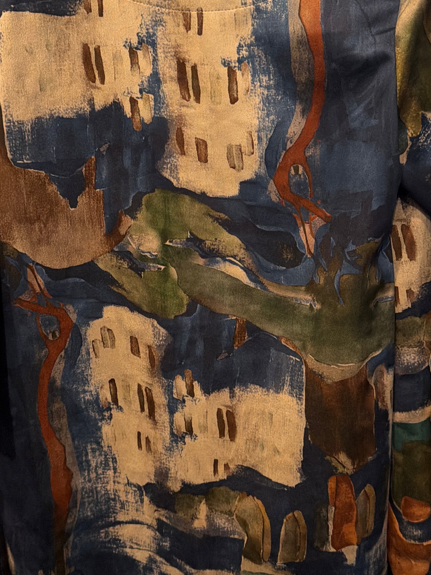 Watercolour Suede-Feel Mid Length Jacket-Blue