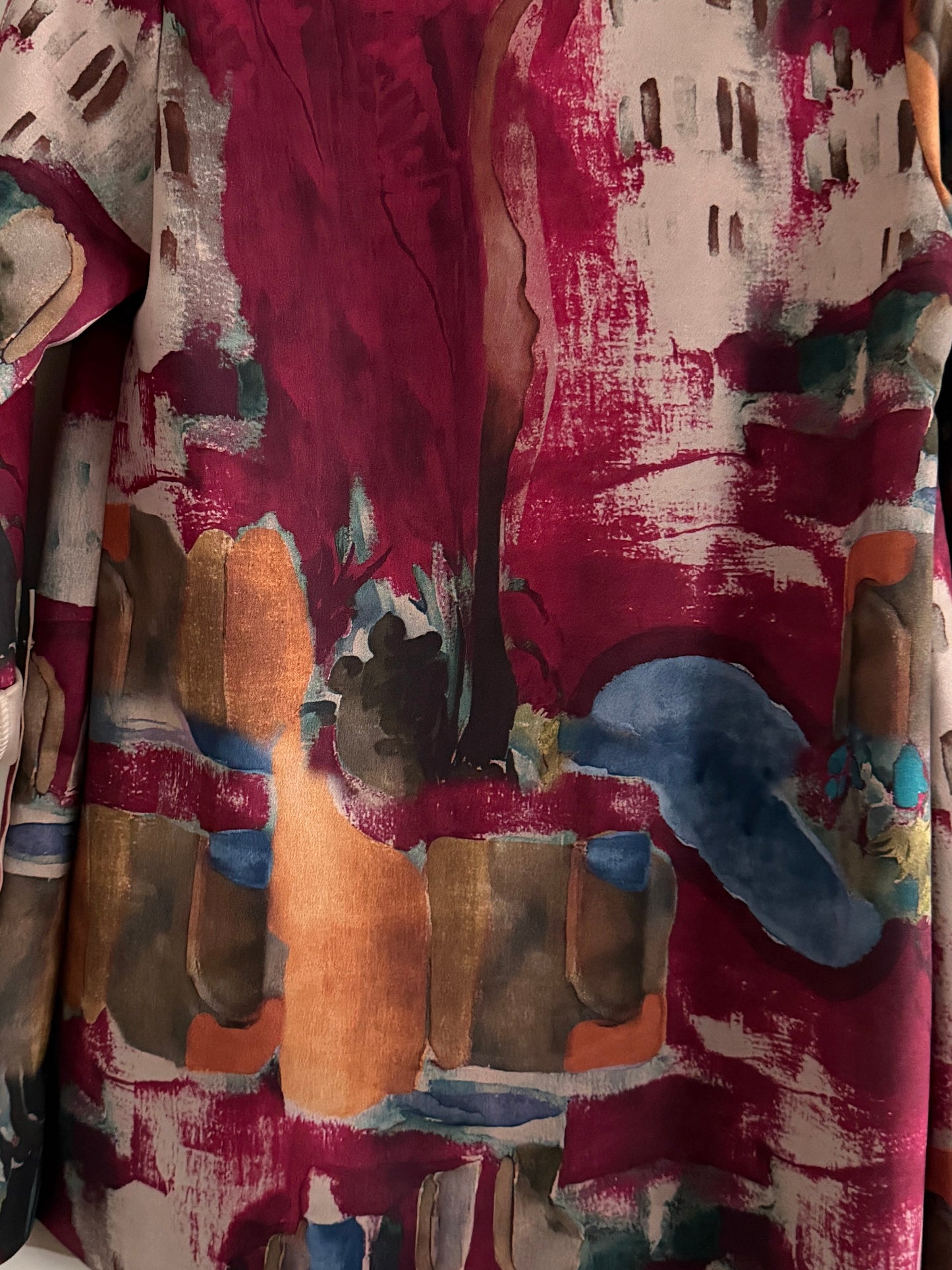 Italian Watercolour Suede-Feel Jacket- Fuschia