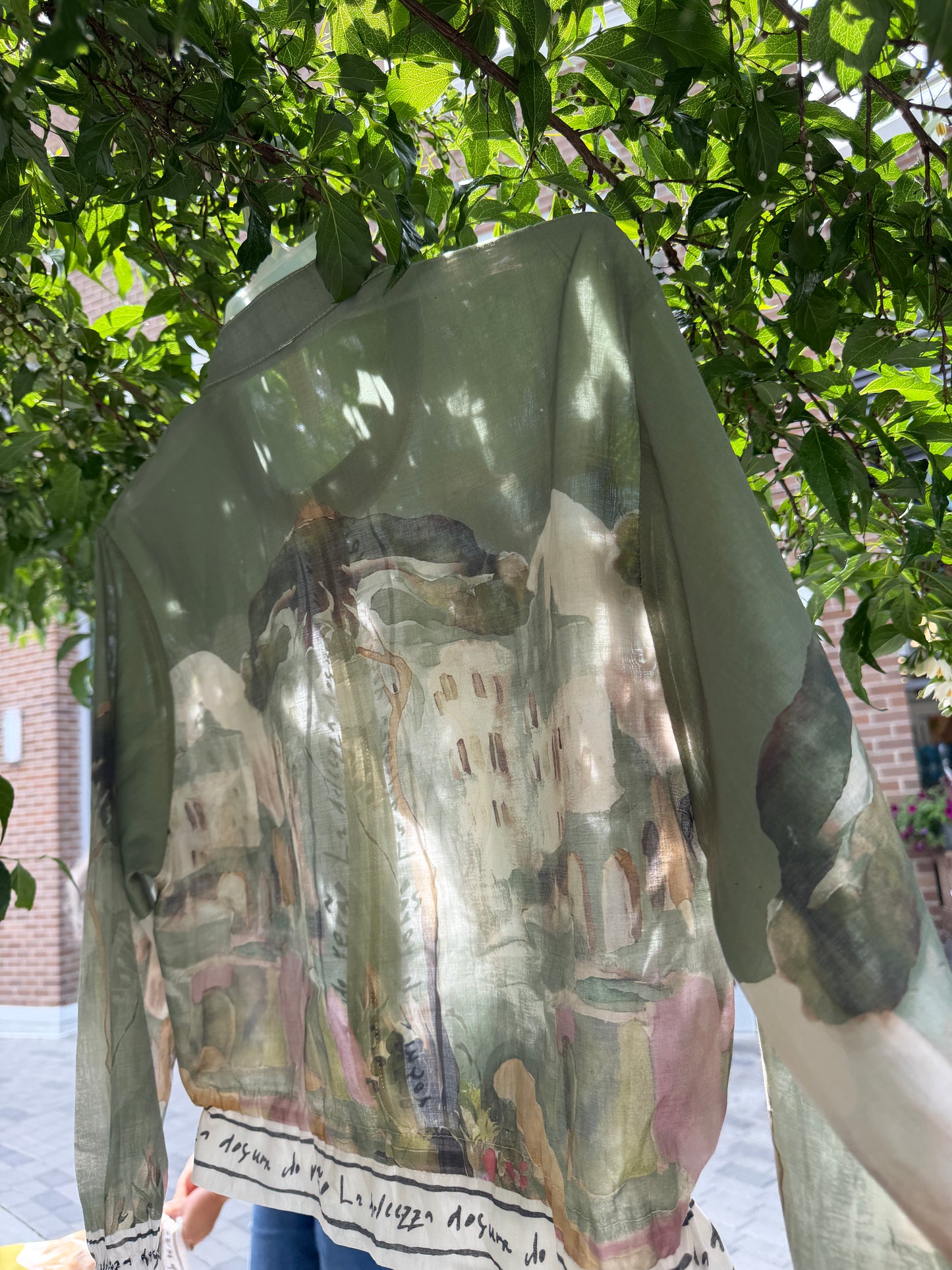Italian Viscose Sheer Bomber Style Jacket-Olive Green