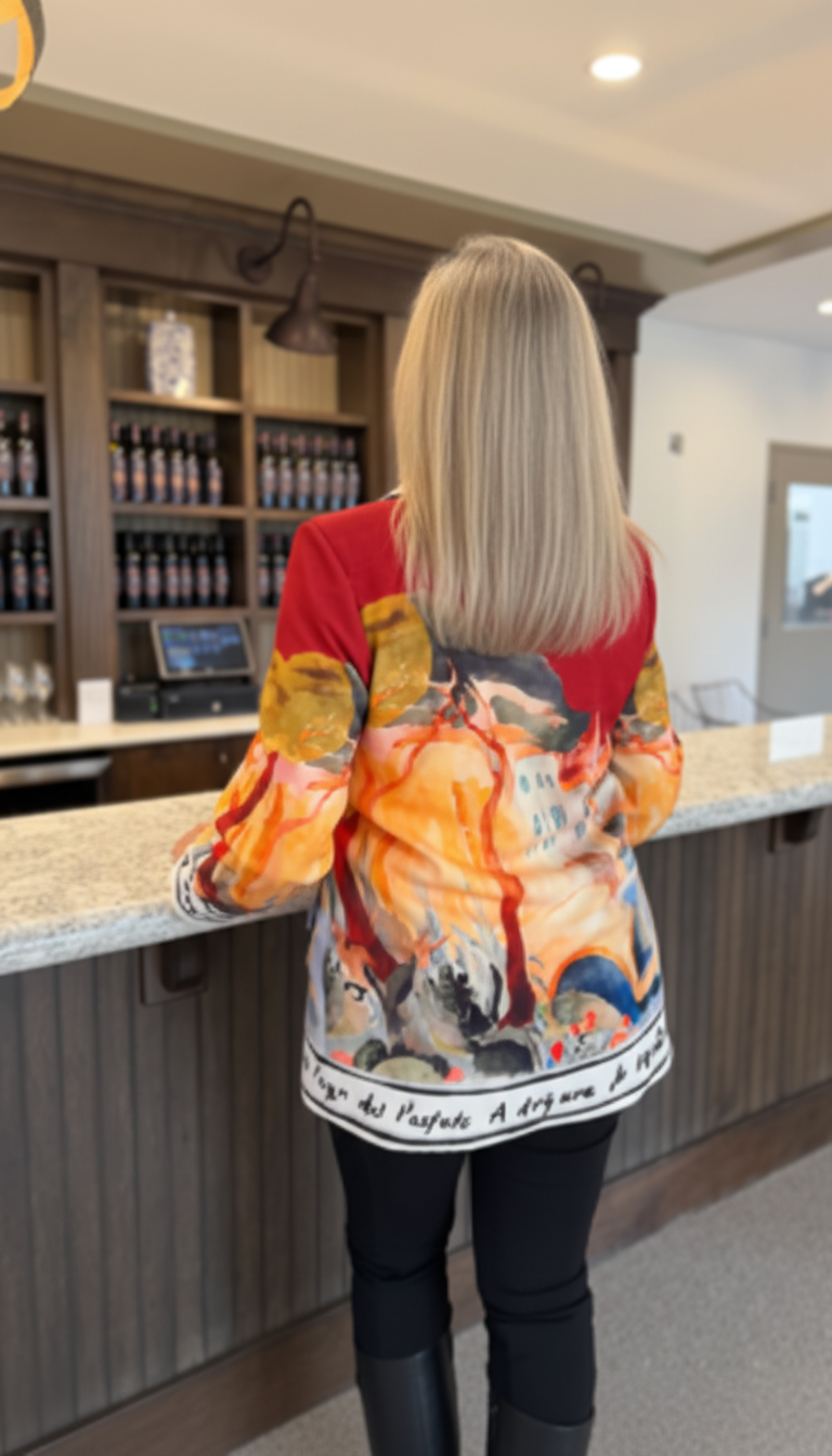 Oversized Tuscan Canvas Lined Blazer - Red