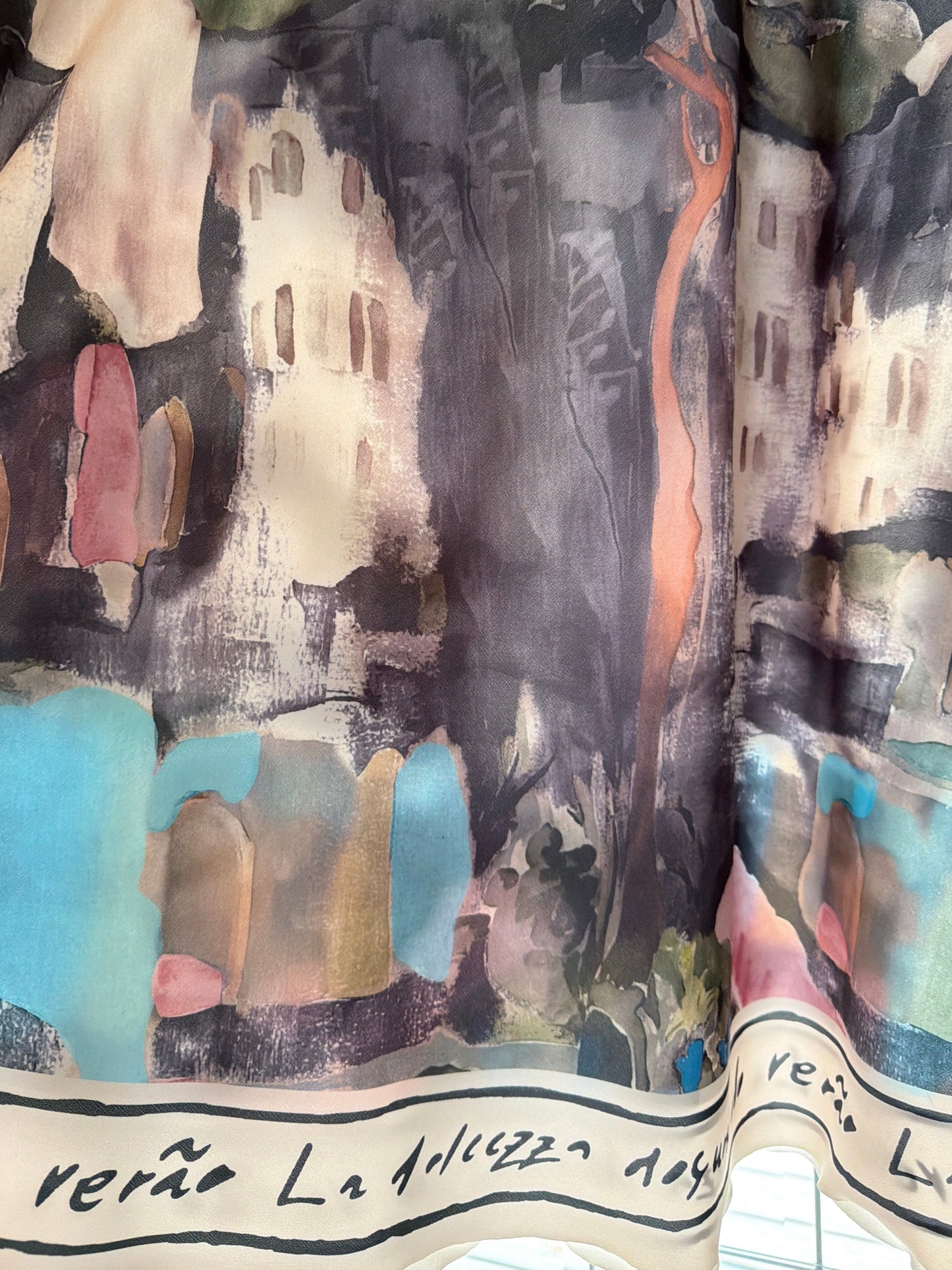 Mid Length Black Watercolour Dress o/s Polyester