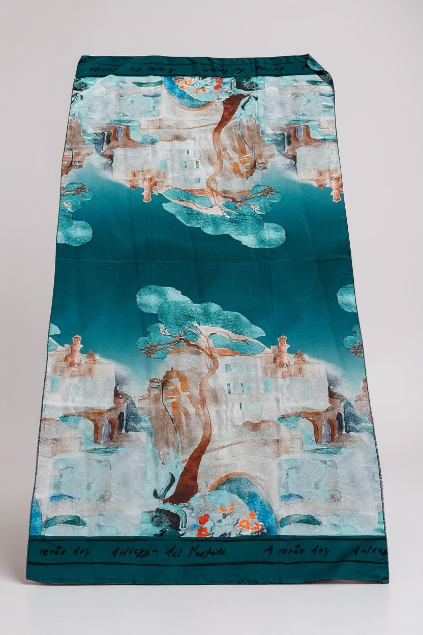 TEAL Watercolour print scarf