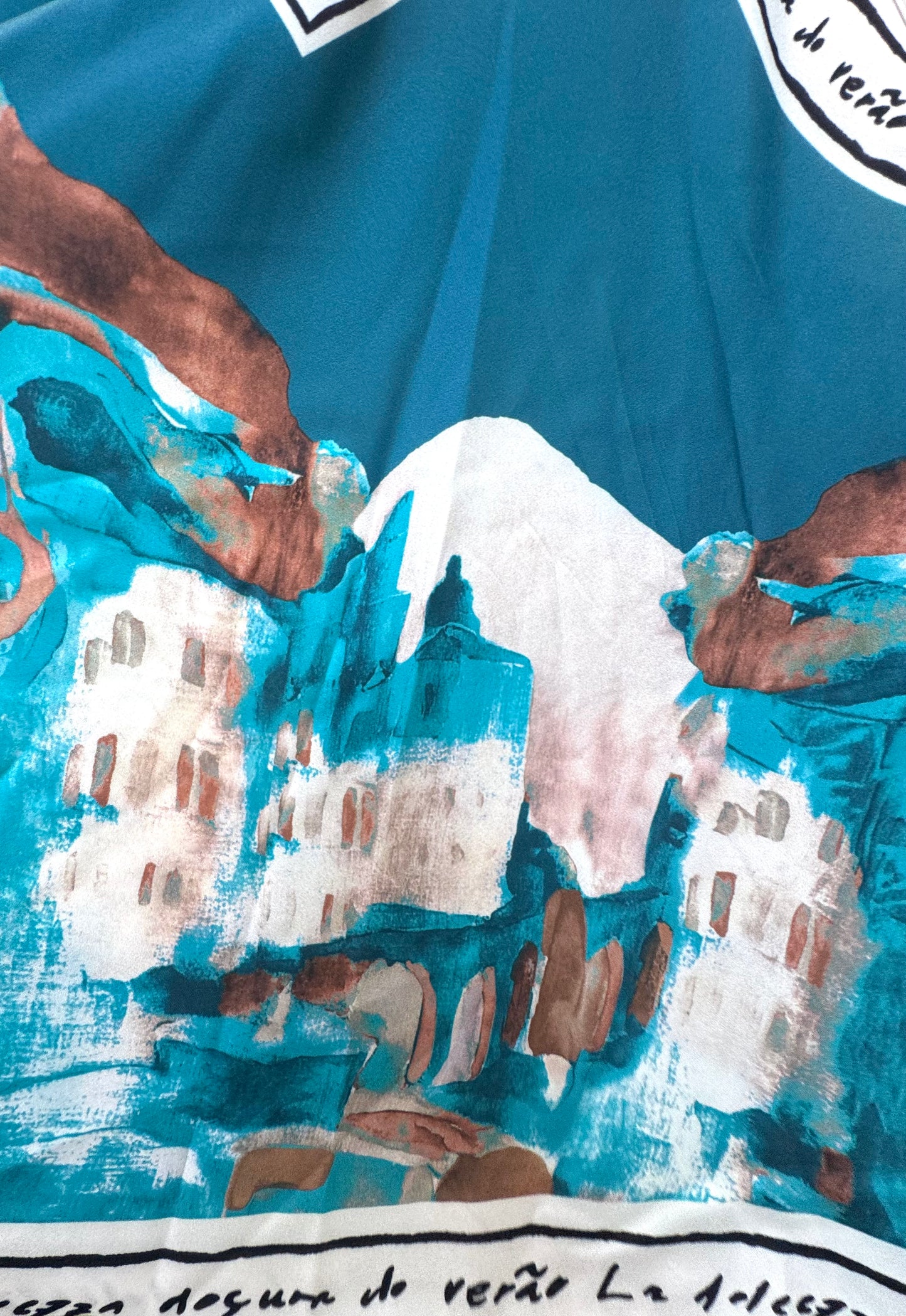 O/S-Italian Watercolour Print Women’s Spaghetti StrapTank Top- TEAL - Viscose/ Polyester blend-Made in Italy