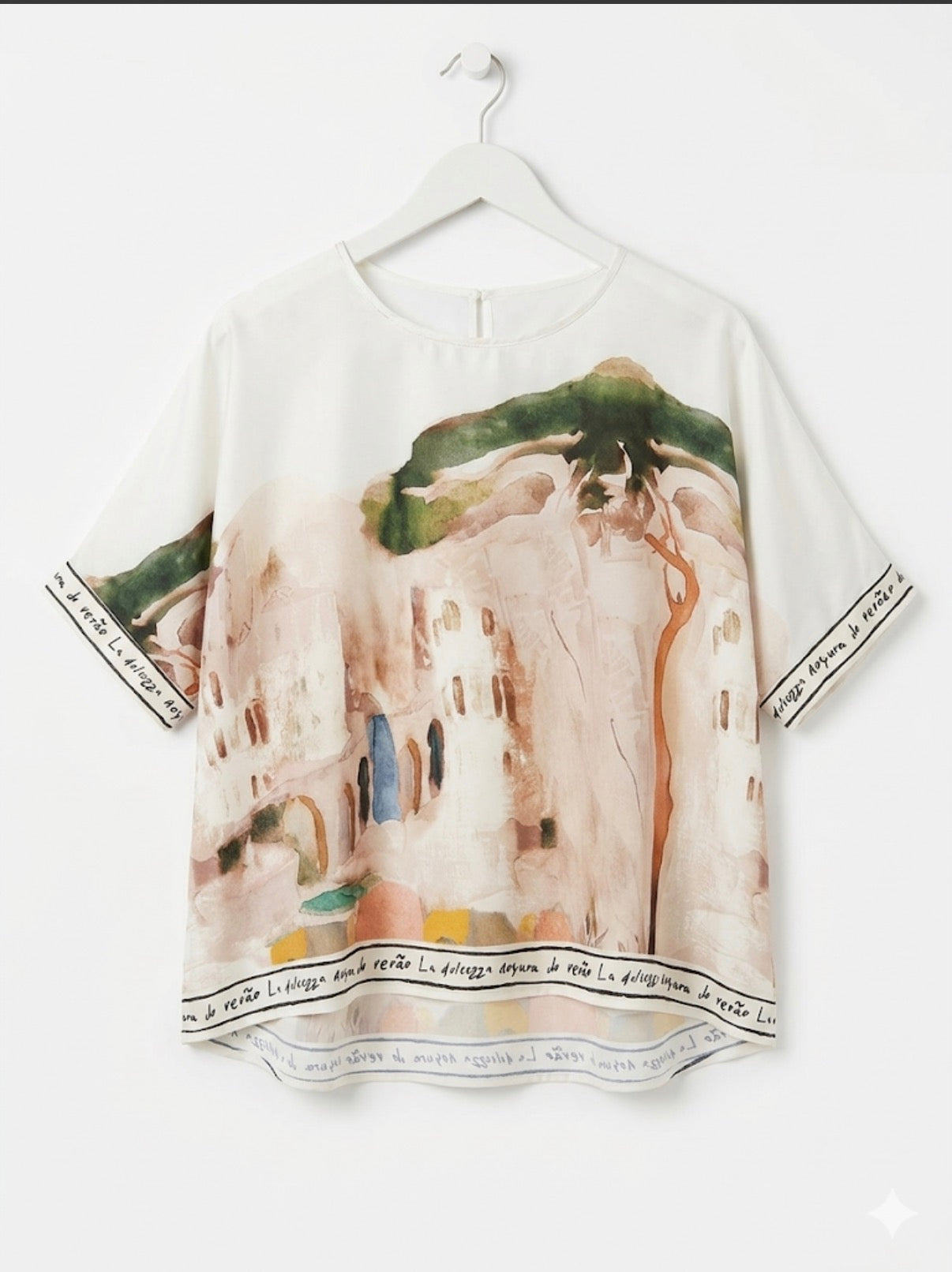 Relaxed fit WHITE Top- Silk/Viscose-O/S