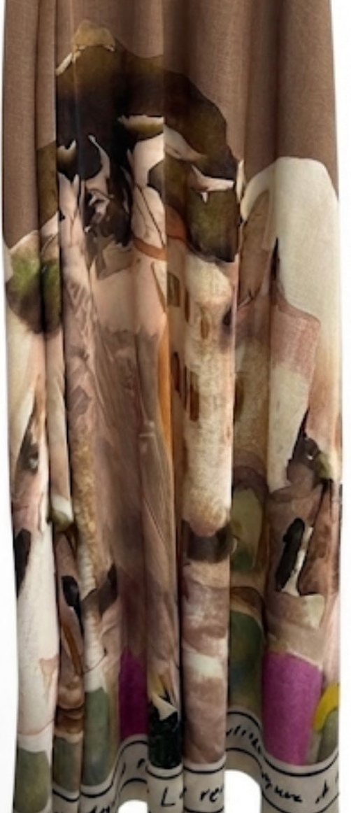 LINEN Women's Maxi Dress - Made in Italy-TAUPE - O/S