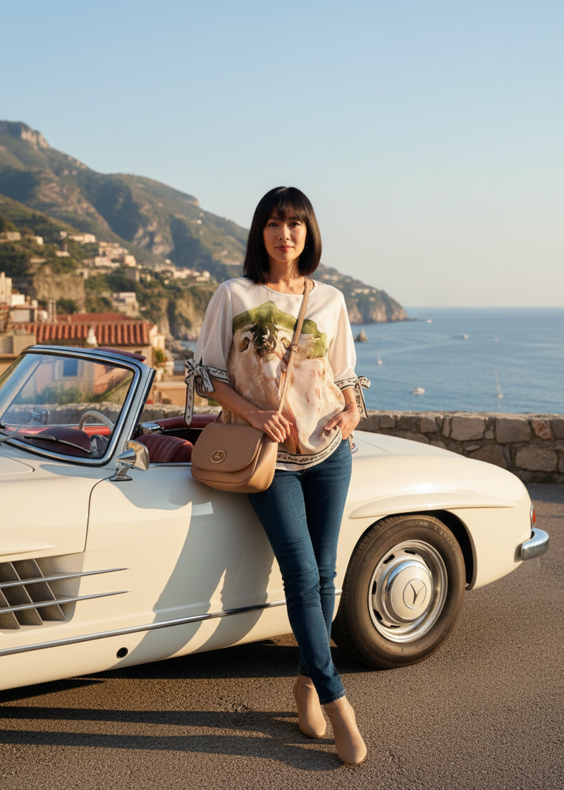 Relaxed Fit Lustrous Made in Italy Top - WHITE