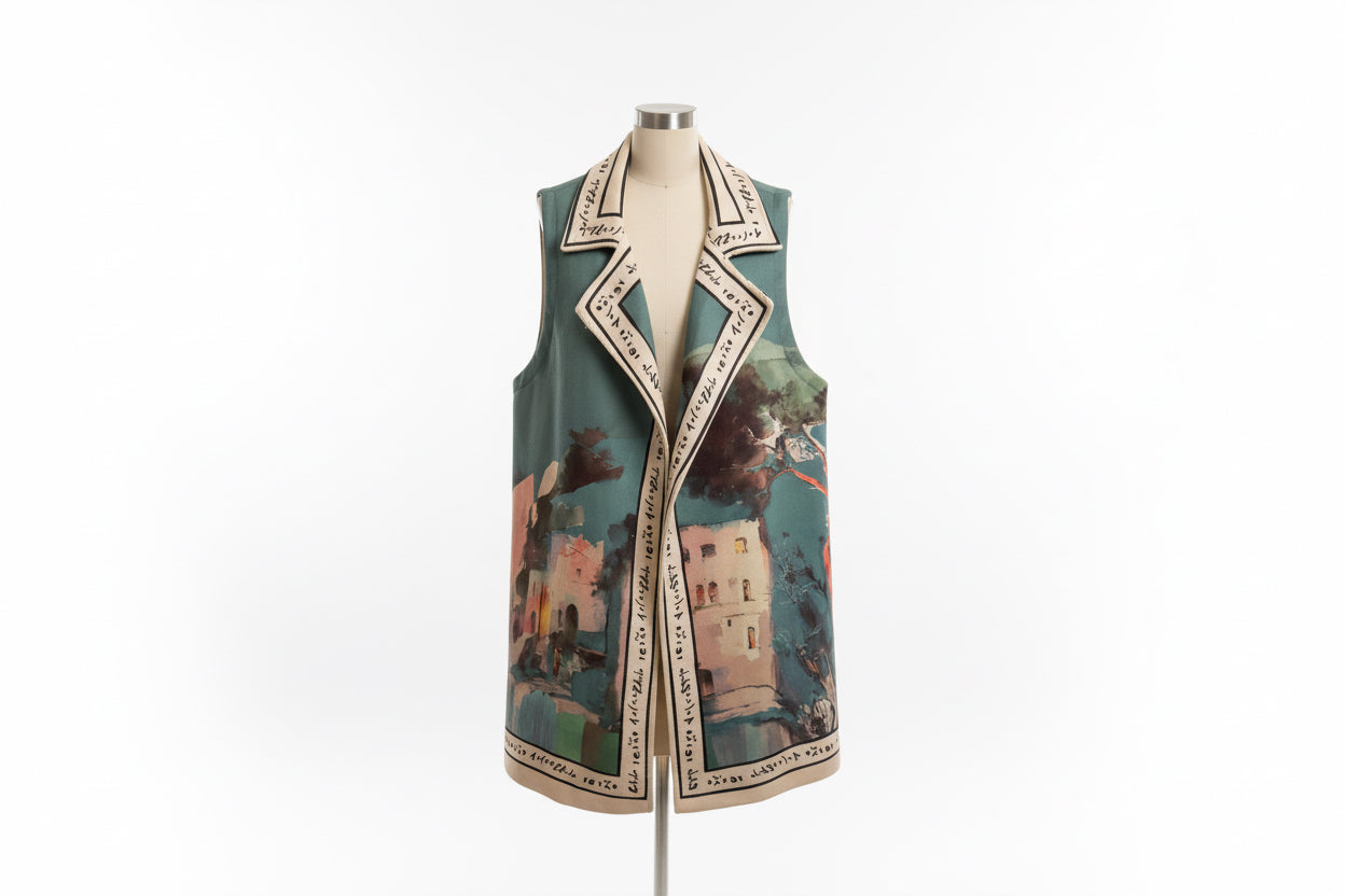 Watercolour Soft Suede-Feel Vest - Teal