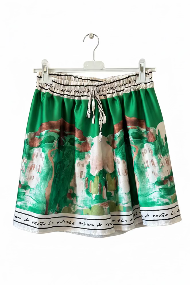 Italian Watercolour Shorts & Tank Matching Set-ELECTRIC GREEN-Viscose/ Polyester blend- O/S Resortwear