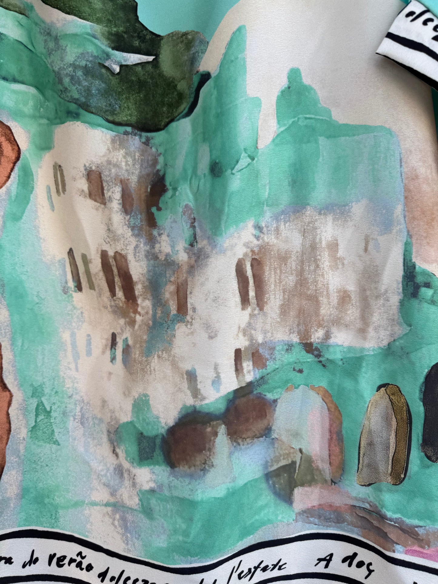 Relaxed Fit Watercolor Top - TURQUOISE- Made in Italy , O/S