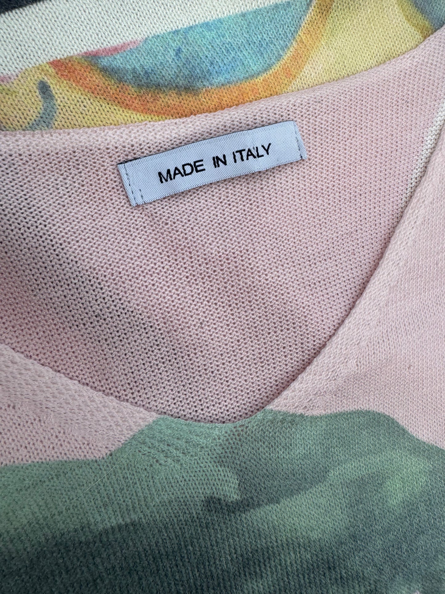 Watercolour Print Knitted Women’s Tank Top - PINK - Soft Viscose blend, Made in Italy, O/S