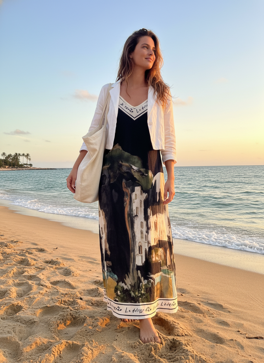 LINEN Maxi Dress-Black