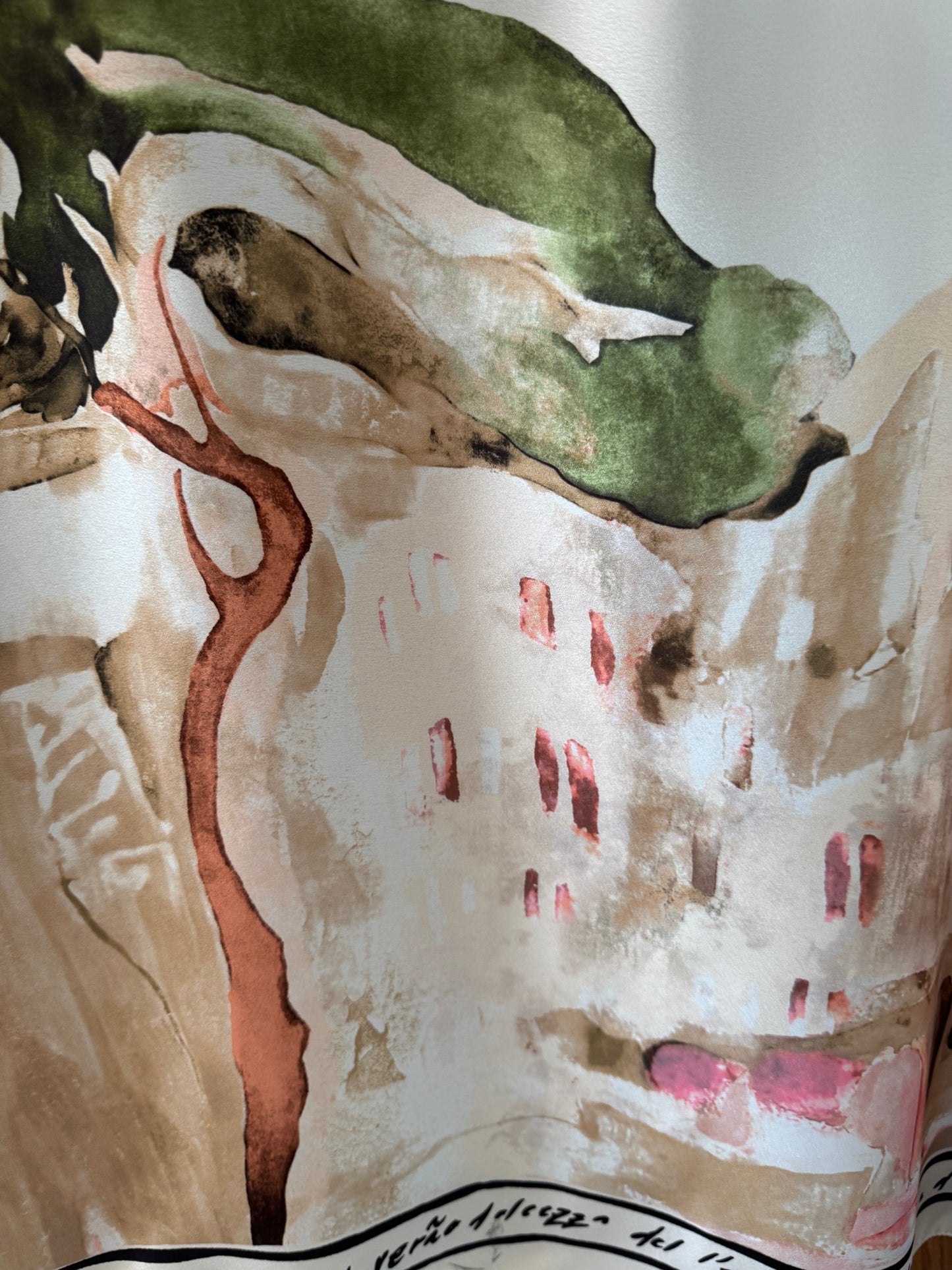O/S - Italian Watercolour Women’s Pant & Oversized Relaxed Top Set-WHITE - Viscose/ Polyester blend, Made in Italy