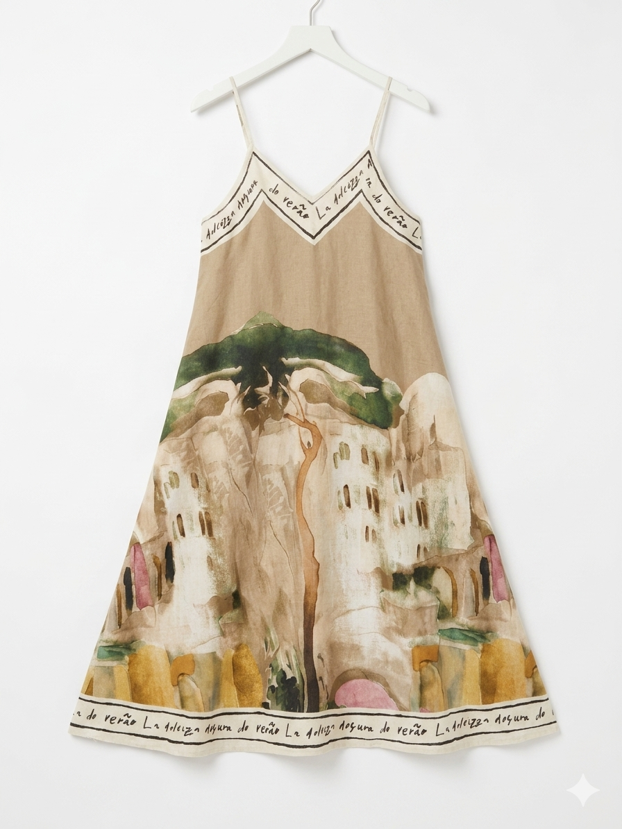 LINEN Maxi Dress-Taupe