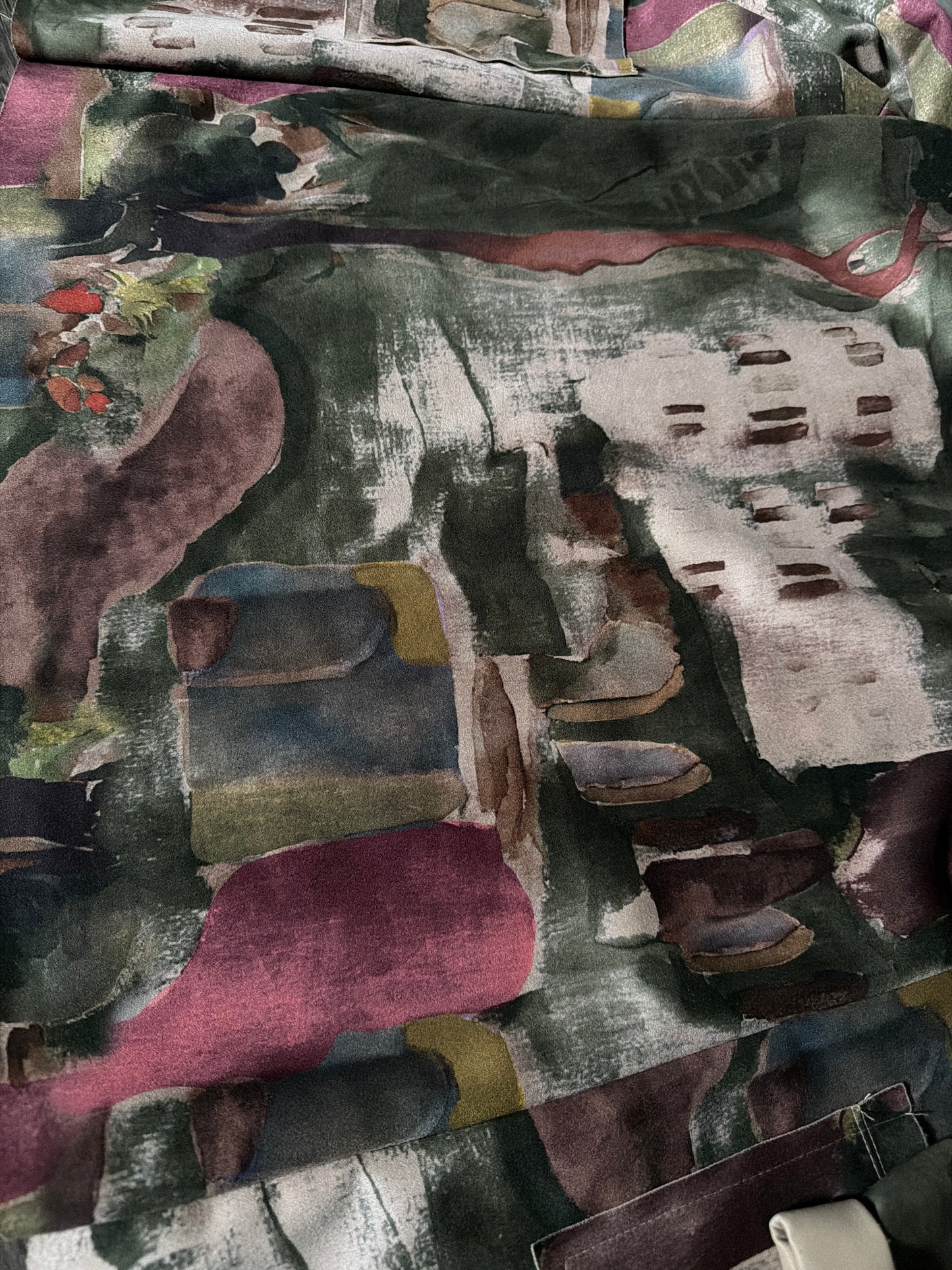 Watercolour Suede Soft  Crop Jacket-Green