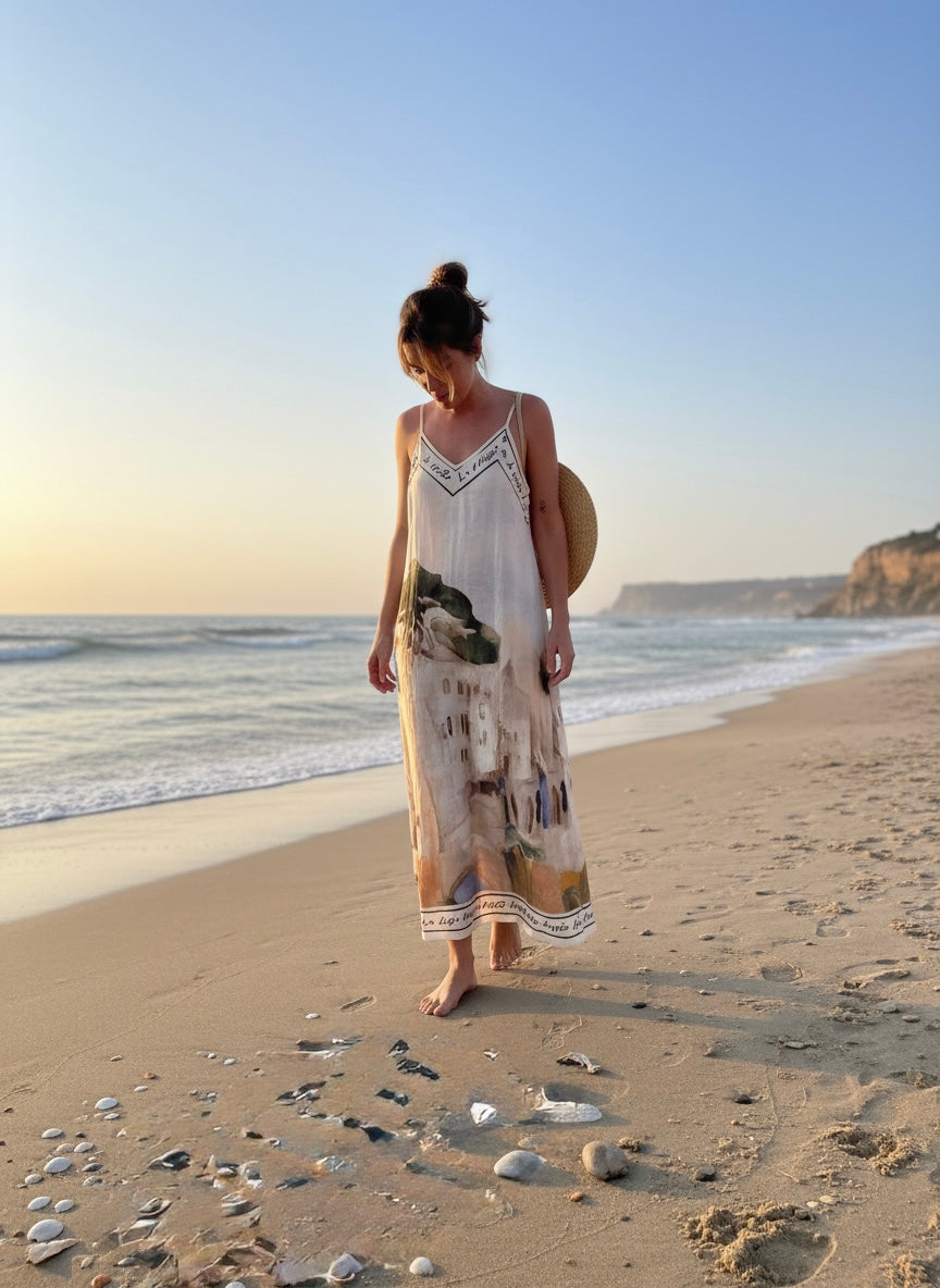 LINEN Maxi Dress-White