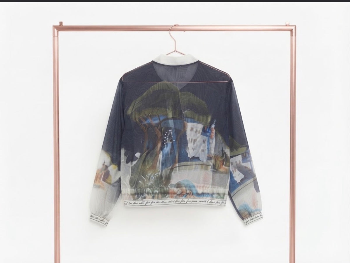 Italian  Sheer Bomber Style Jacket-Navy