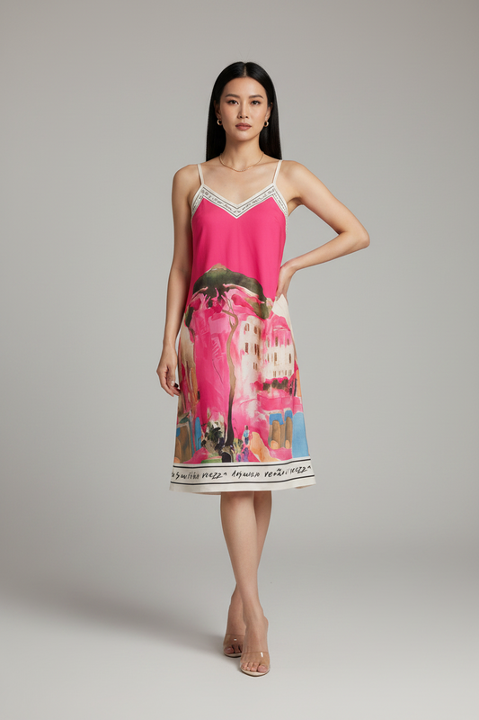 Mid Length Italian Dress-Electric Pink O/S-Polyester