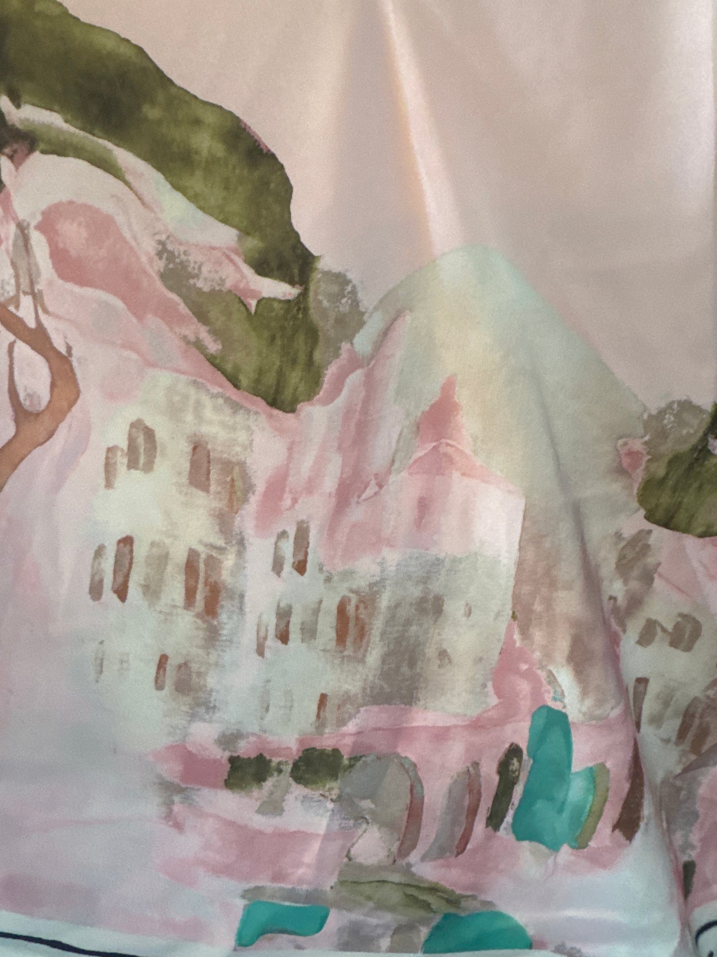 Italian  Watercolour Print Tank Top - PINK - Viscose/ Polyester blend- O/S Resortwear