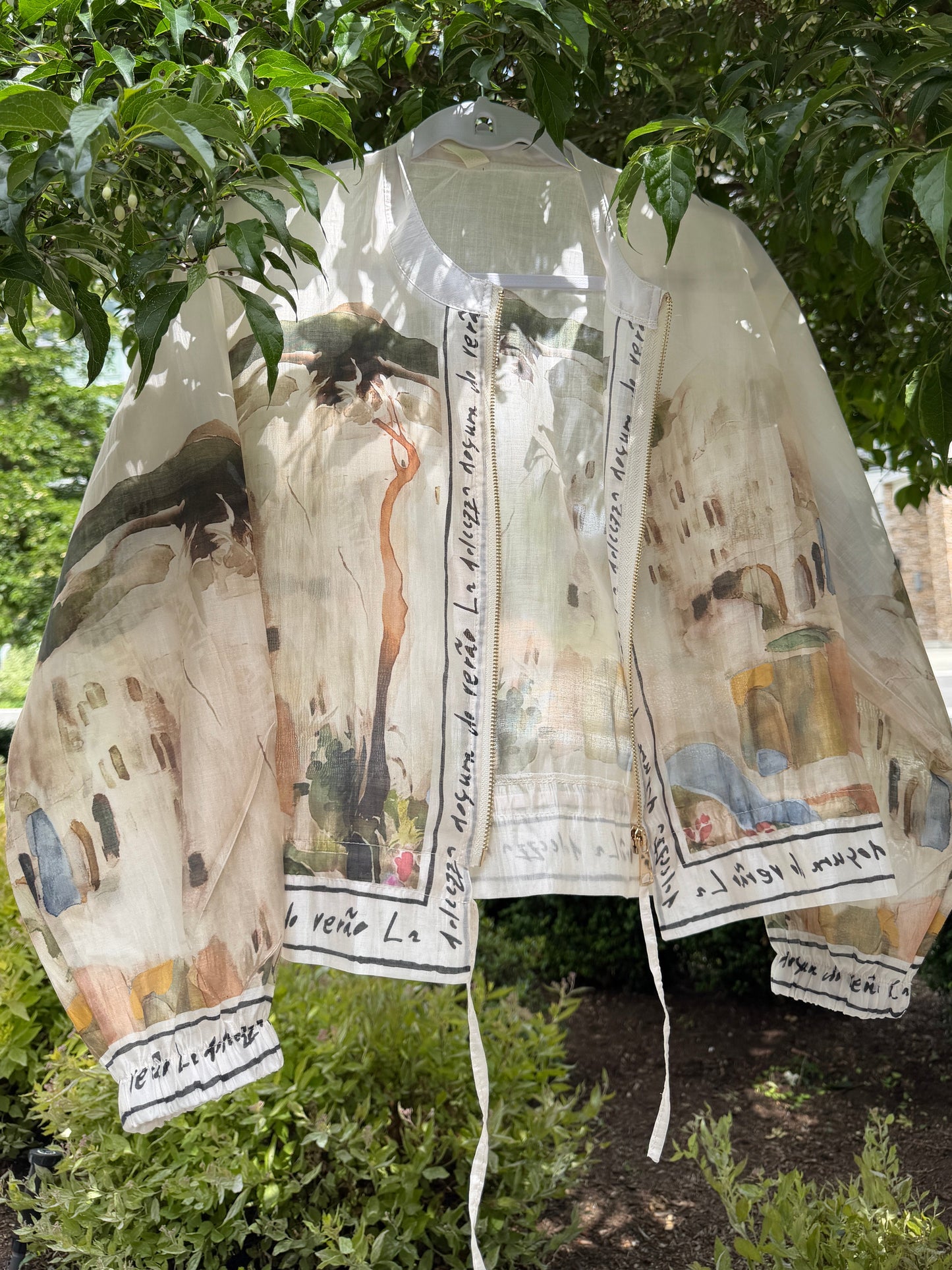 Italian Viscose Sheer Bomber Style Jacket-White