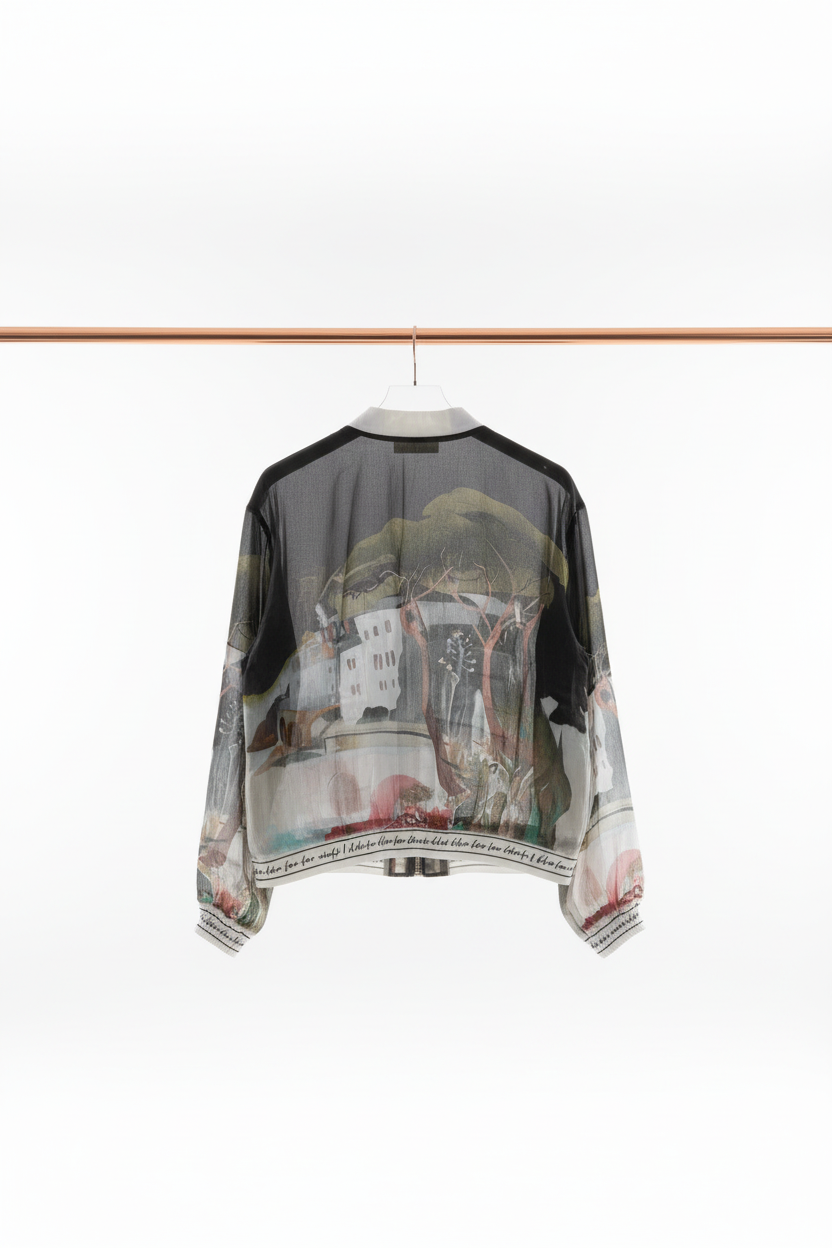 Italian Sheer Bomber Style Jacket-Black