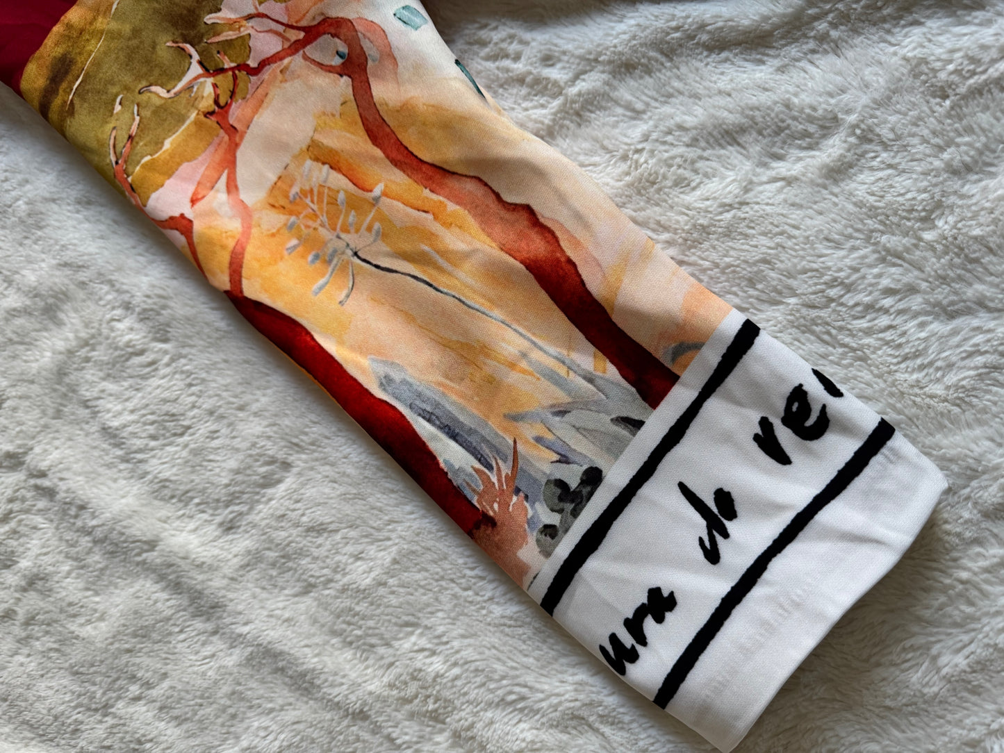 Italian Oversized Watercolour Print Lined Blazer - Red
