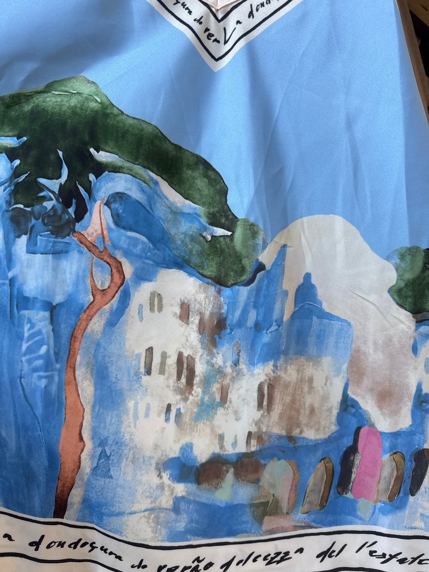 Italian Watercolour Print Tank Top- BABY BLUE- Viscose/ Polyester blend, O/S