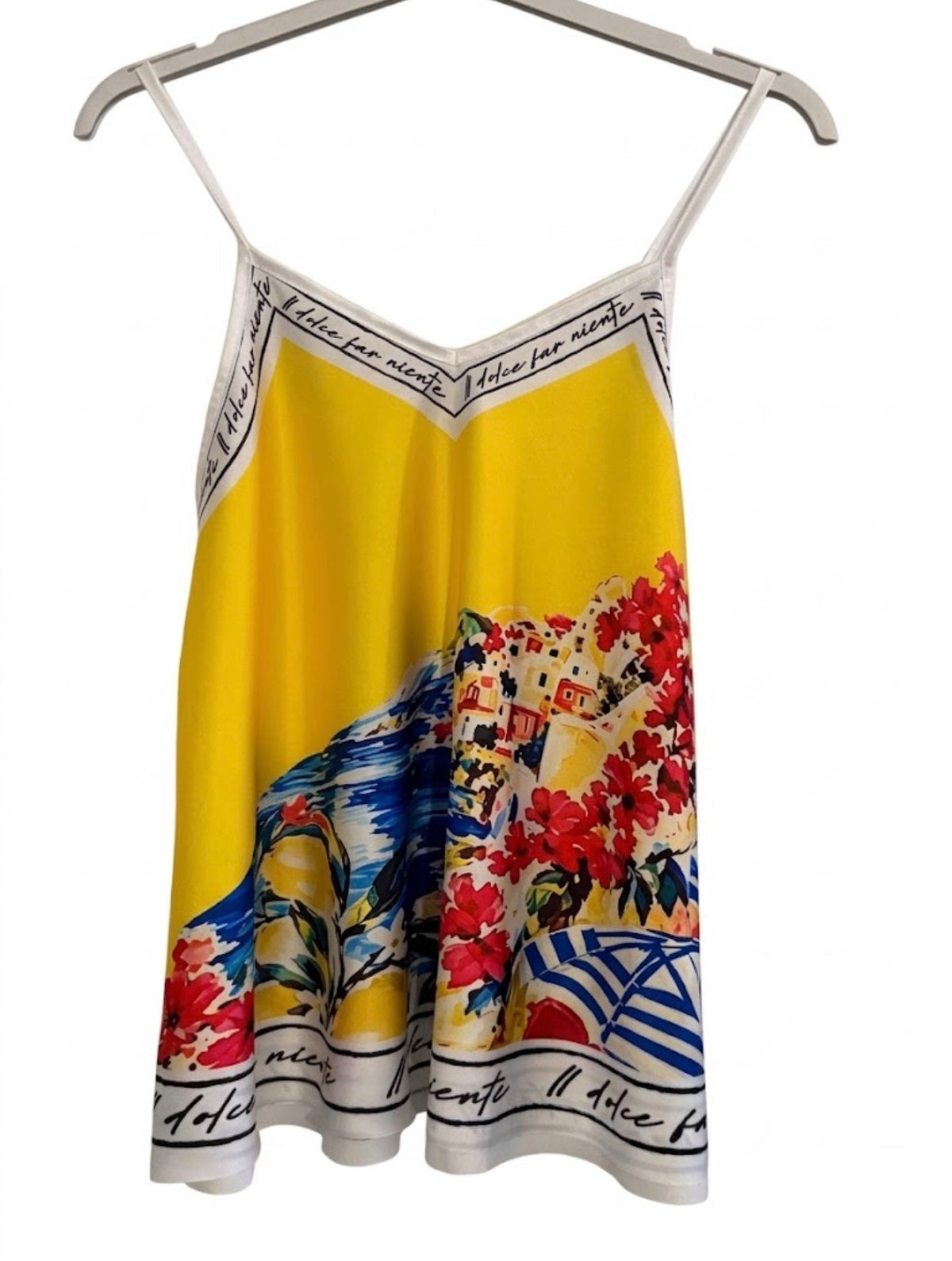 Positano Bloom - Italian Silk Short Tank Top - YELLOW