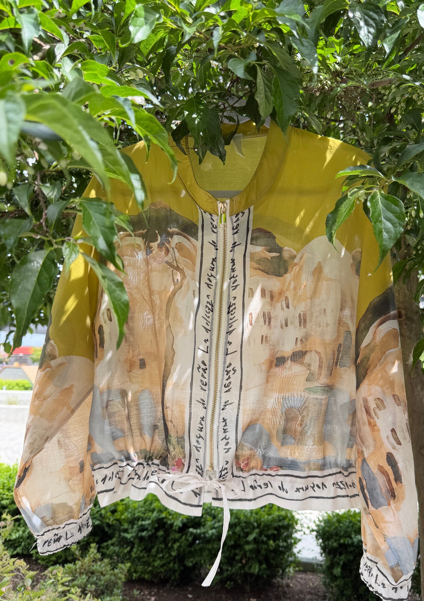Italian Viscose Sheer Bomber Style Jacket-Chartreuse
