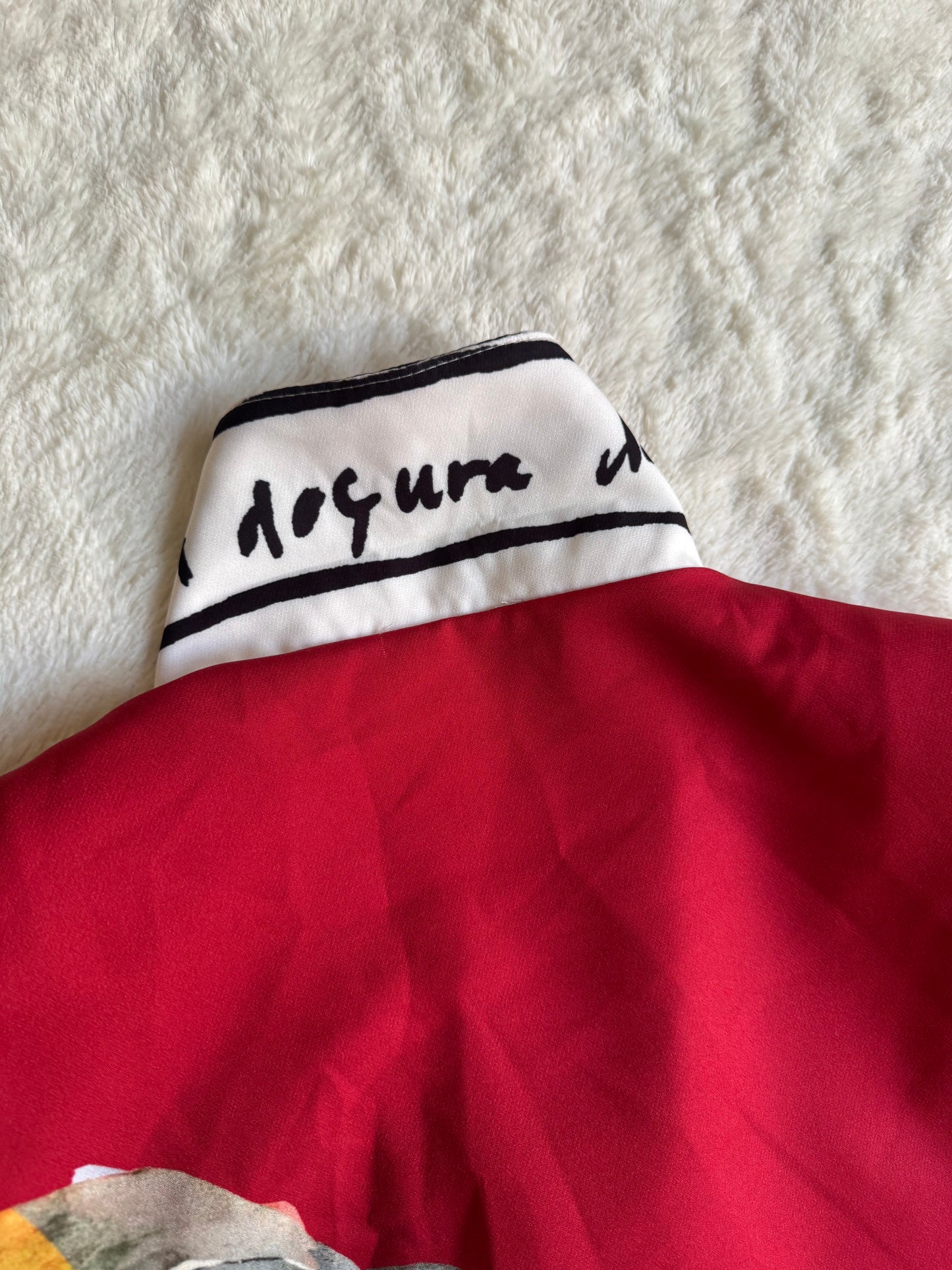 Italian Oversized Watercolour Print Lined Blazer - Red