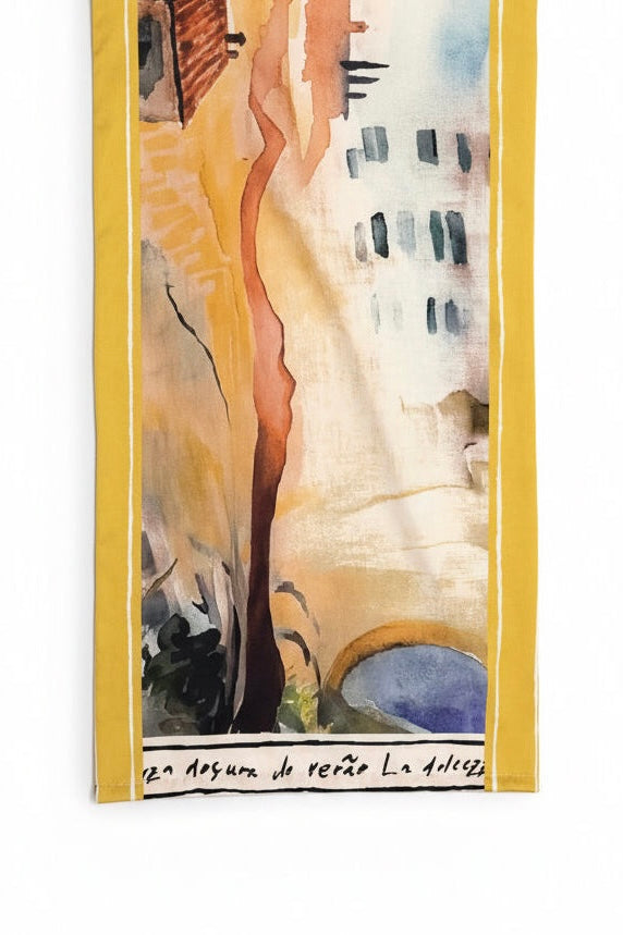 Italian Silk Watercolour Blouse-Yellow