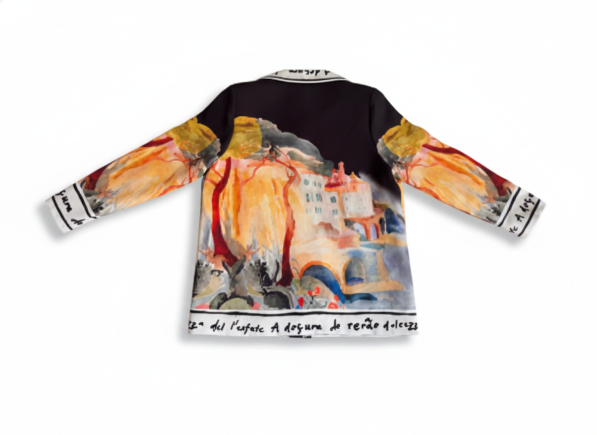 Oversized Tuscan Canvas Lined  Blazer - Black