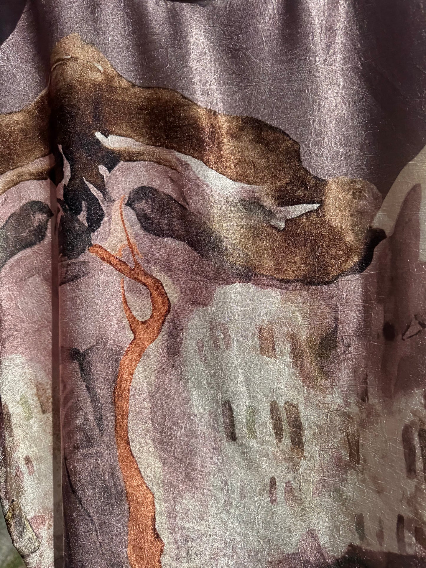 Relaxed Fit Lustrous Watercolor Top - METALLIC TAUPE - Made in Italy , O/S