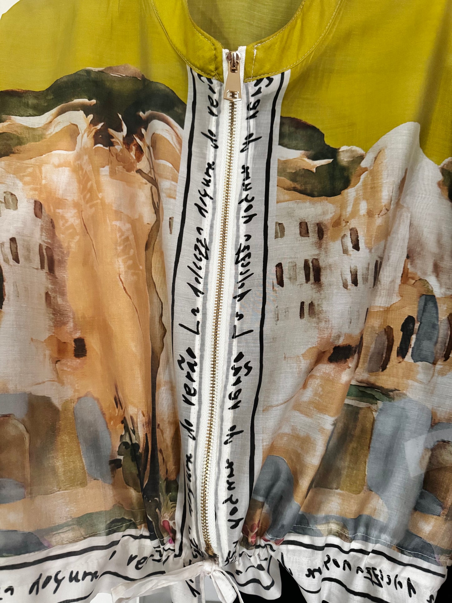 Italian Viscose Sheer Bomber Style Jacket-Chartreuse