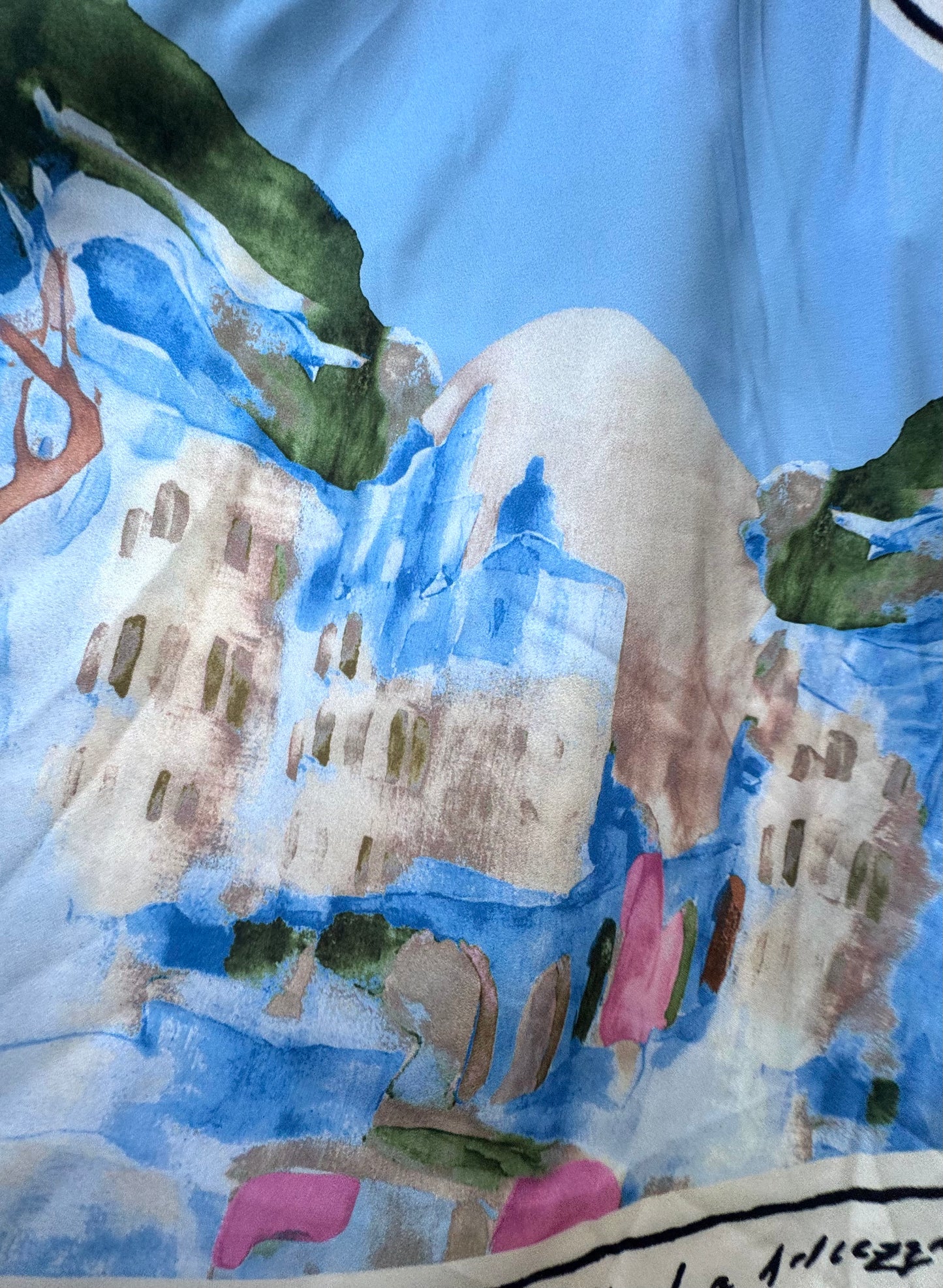 O/S-Italian Watercolour Print Women’s Spaghetti StrapTank Top- BABY BLUE - Viscose/ Polyester blend-Made in Italy