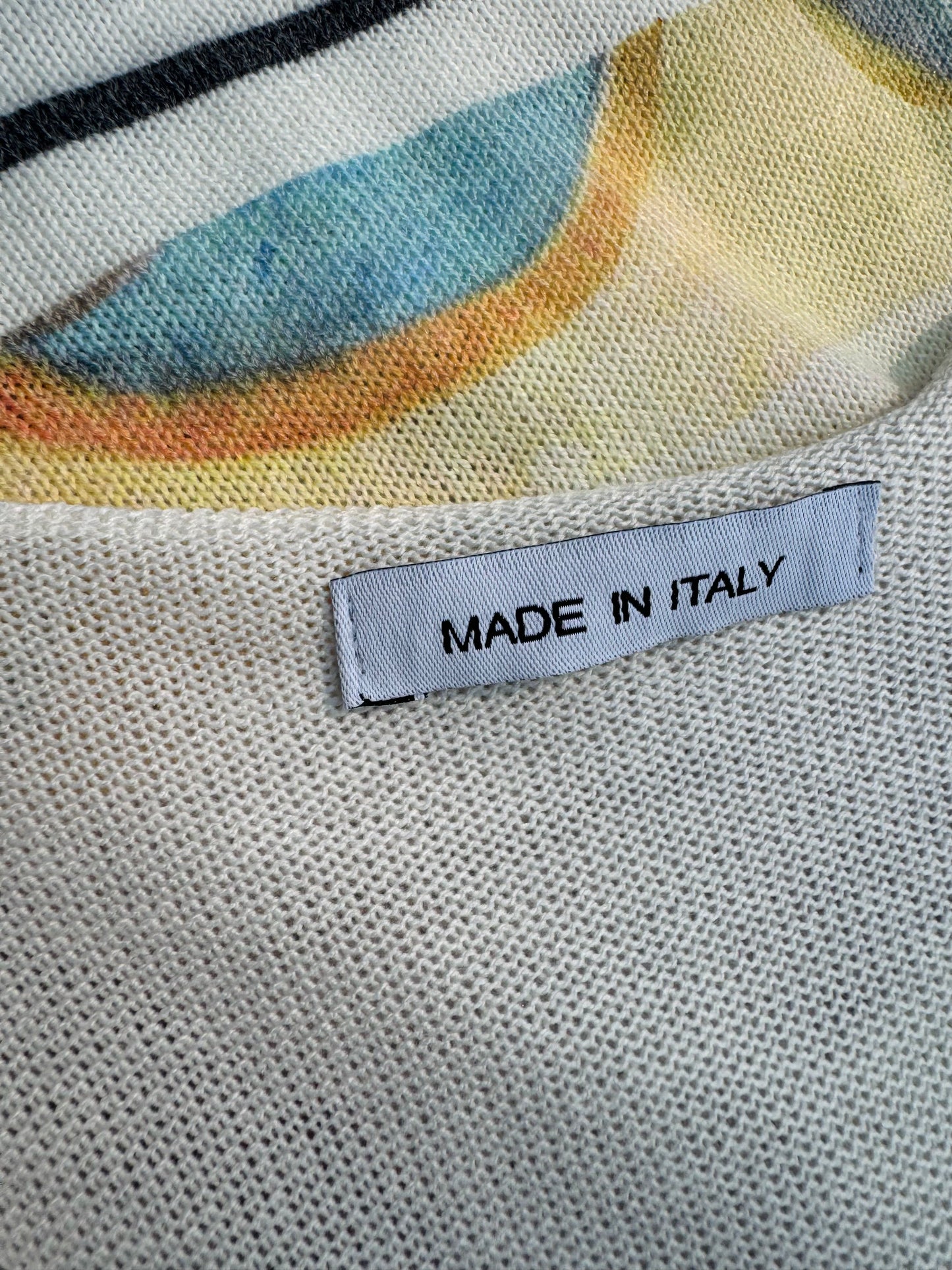 Watercolour Print Knitted Women’s Tank Top - WHITE - Soft Viscose blend, Made in Italy, O/S
