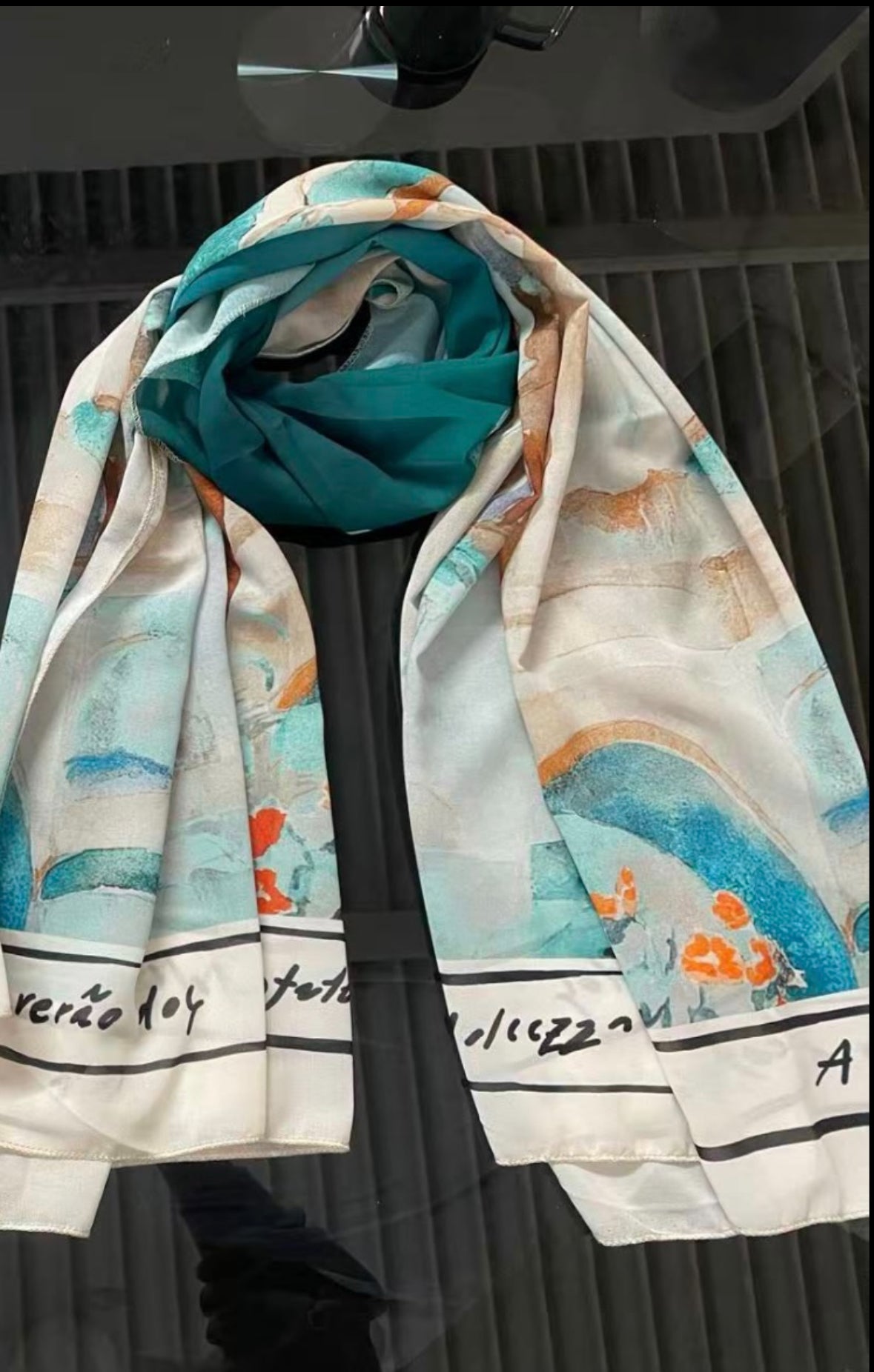 WHITE & TEAL scarf