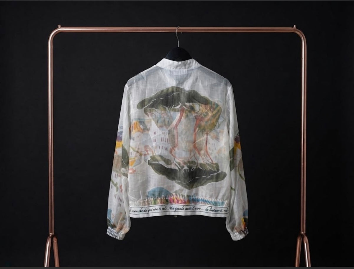Italian  Sheer Bomber Style Jacket-White