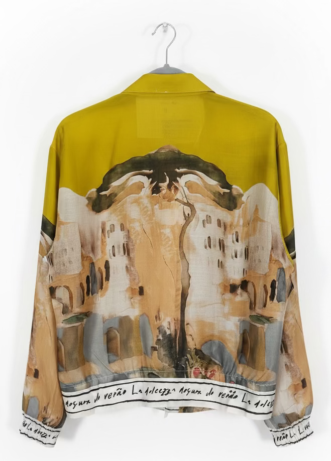 Italian Viscose Sheer Bomber Style Jacket-Chartreuse