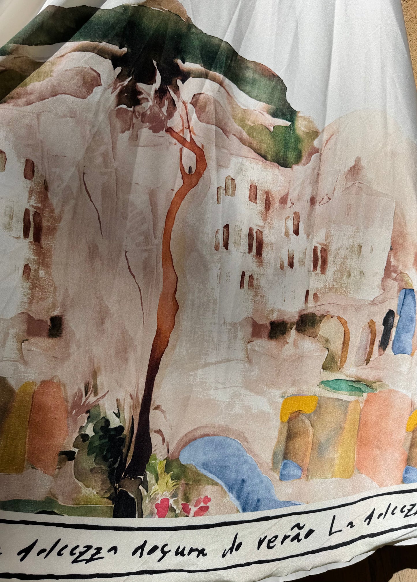 Mid Length WHITE Silk Viscose Dress, Made in Italy O/S