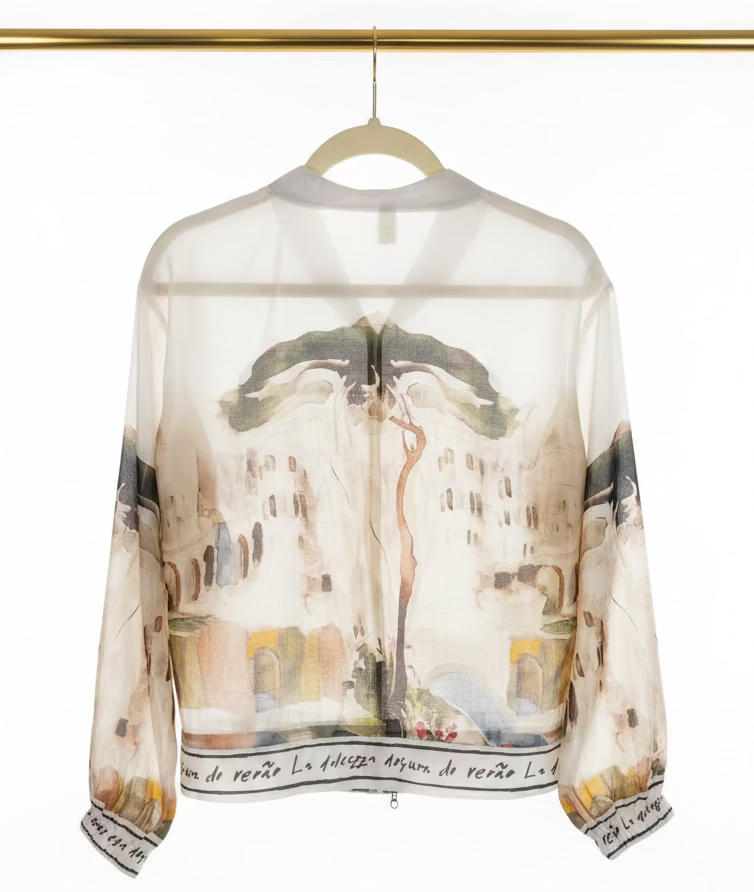 Italian Viscose Sheer Bomber Style Jacket-White