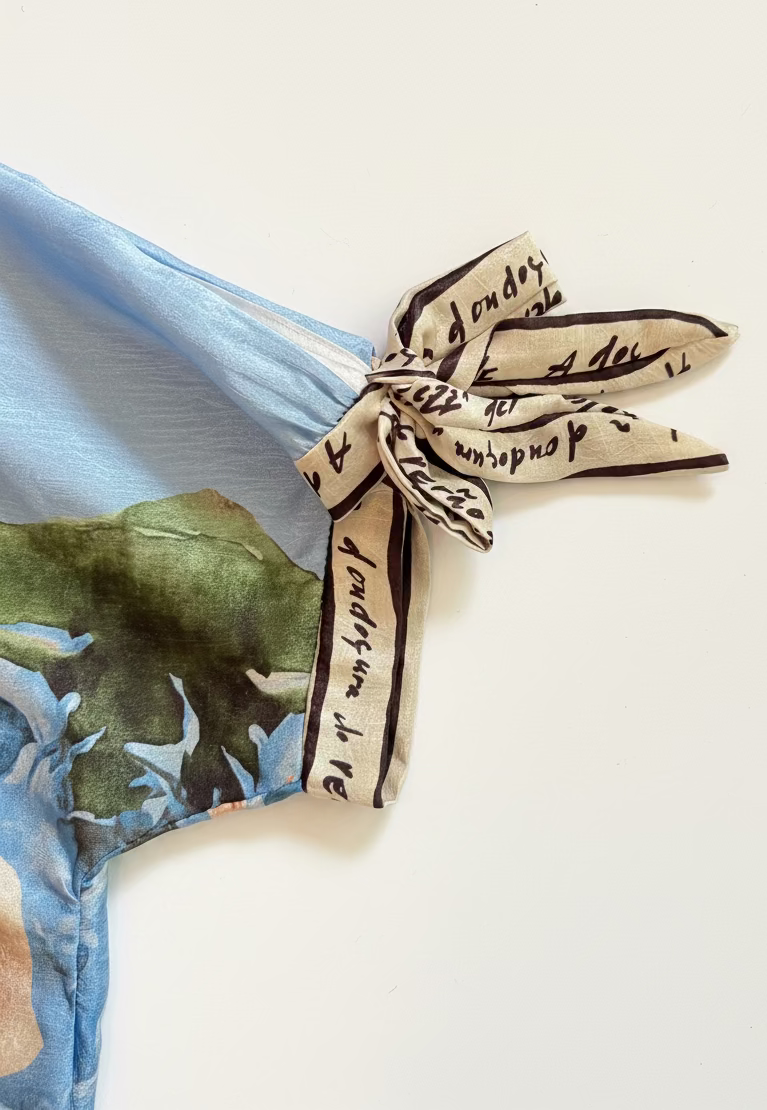 Relaxed Fit Lustrous Made in Italy Top - BABY BLUE