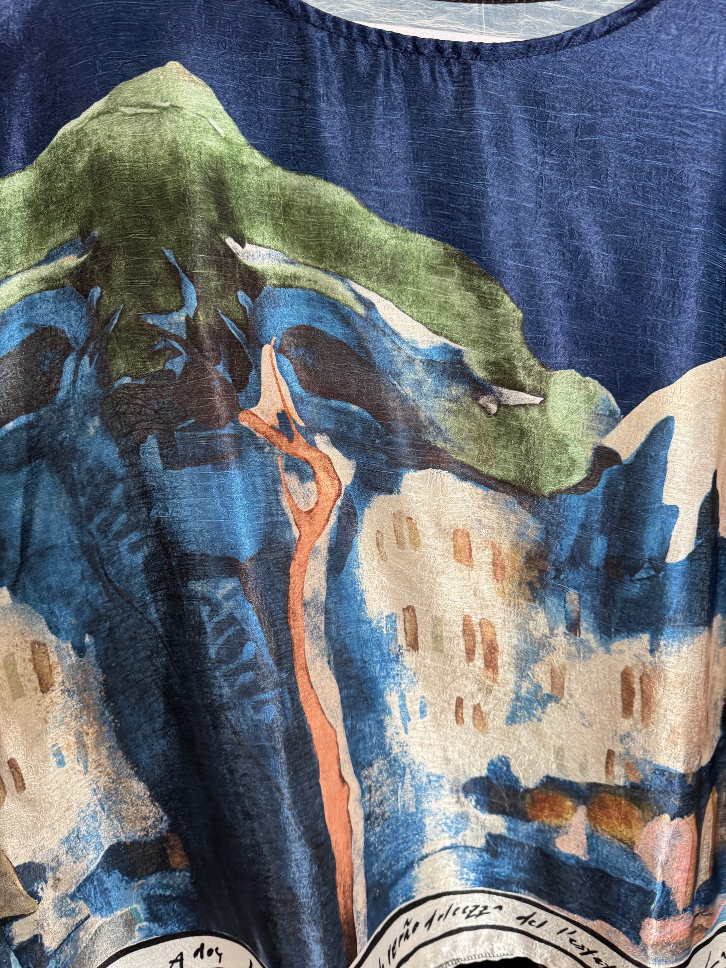 Relaxed fit Lustrous  Made in Italy Top- NAVY BLUE