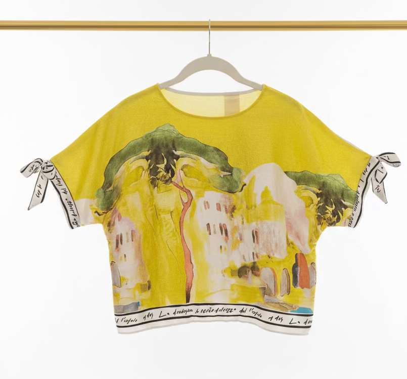 Relaxed Fit Lustrous Made in Italy Top - ELECTRIC YELLOW