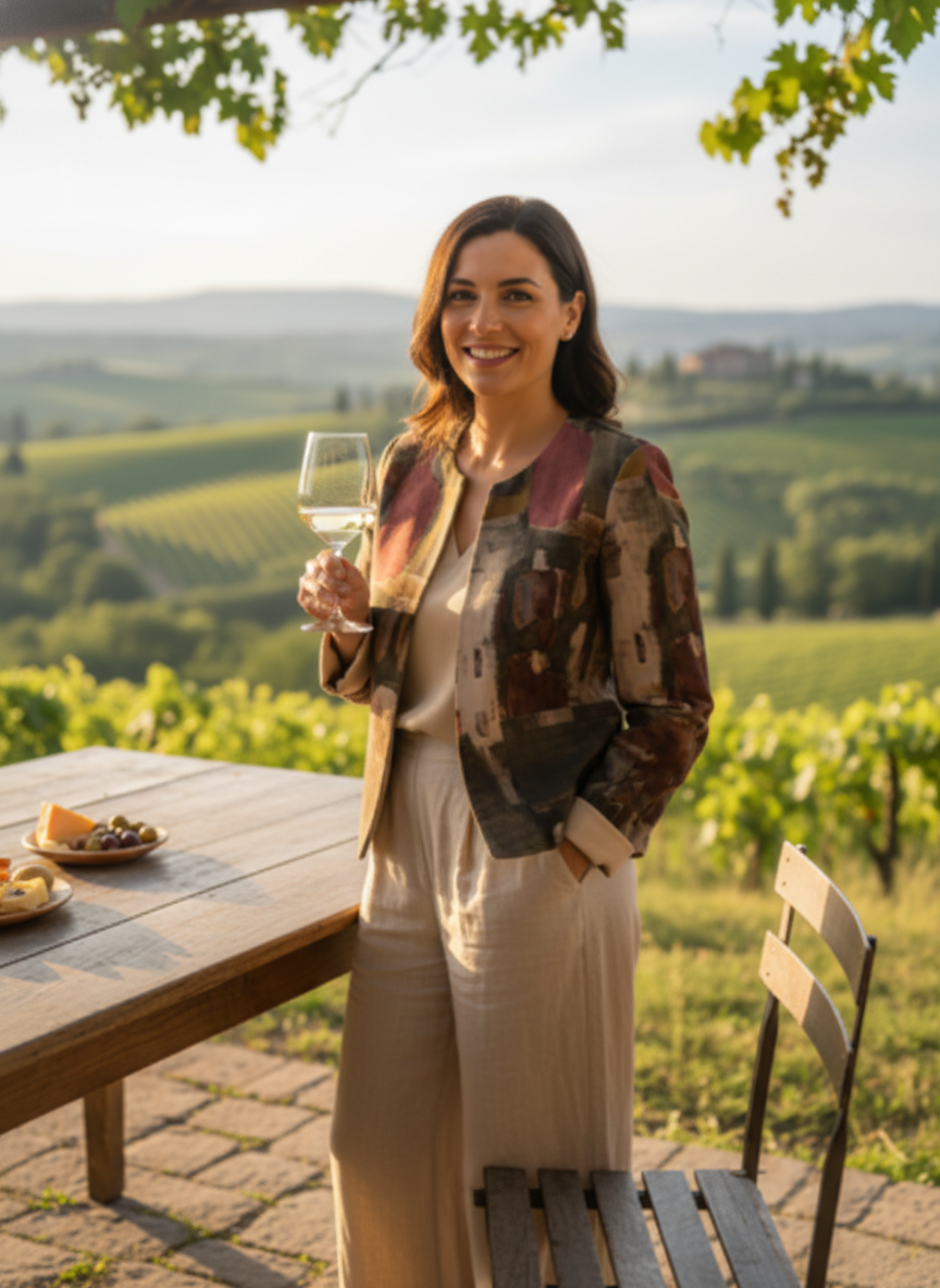 Watercolour Suede Soft  Crop Jacket-Green