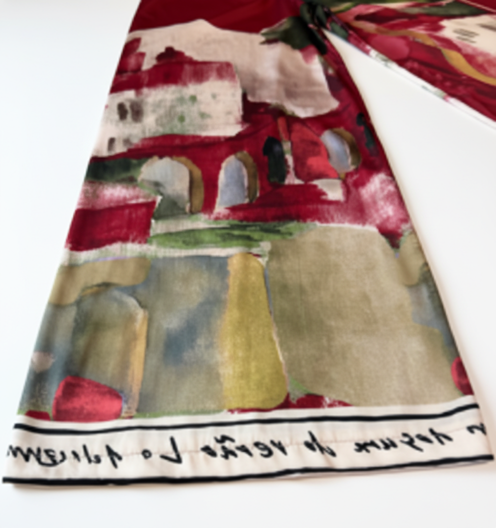 Italian Silk Watercolour Pants-Red