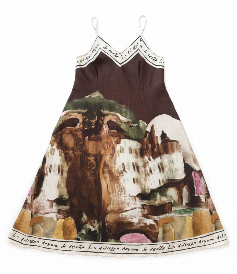 LINEN Italian Maxi Dress-Chocolate BROWN, Made in Italy, O/S