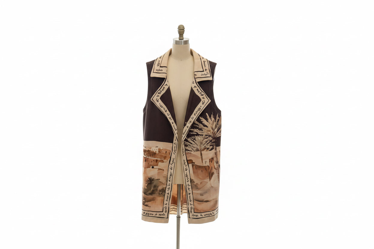Watercolour Soft Suede-Feel Vest- Black