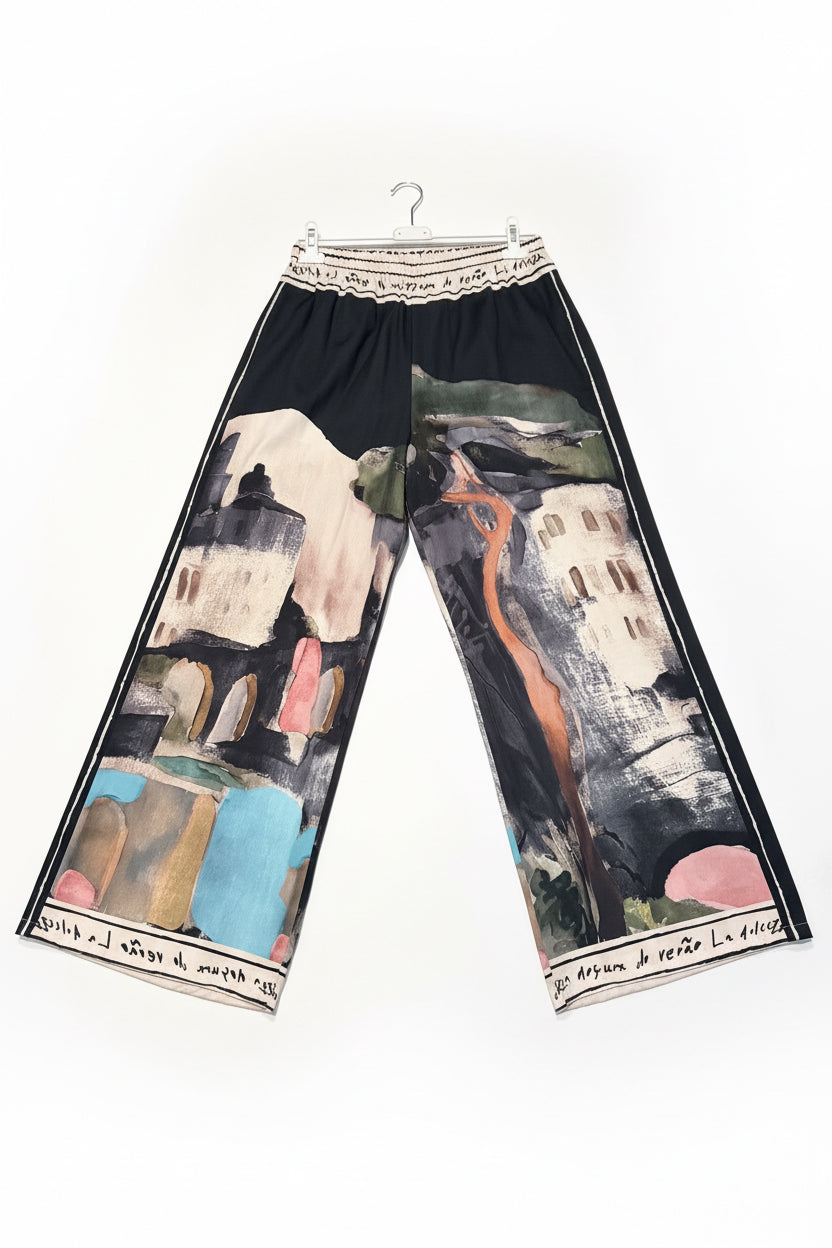 Italian Watercolour Pants-Black